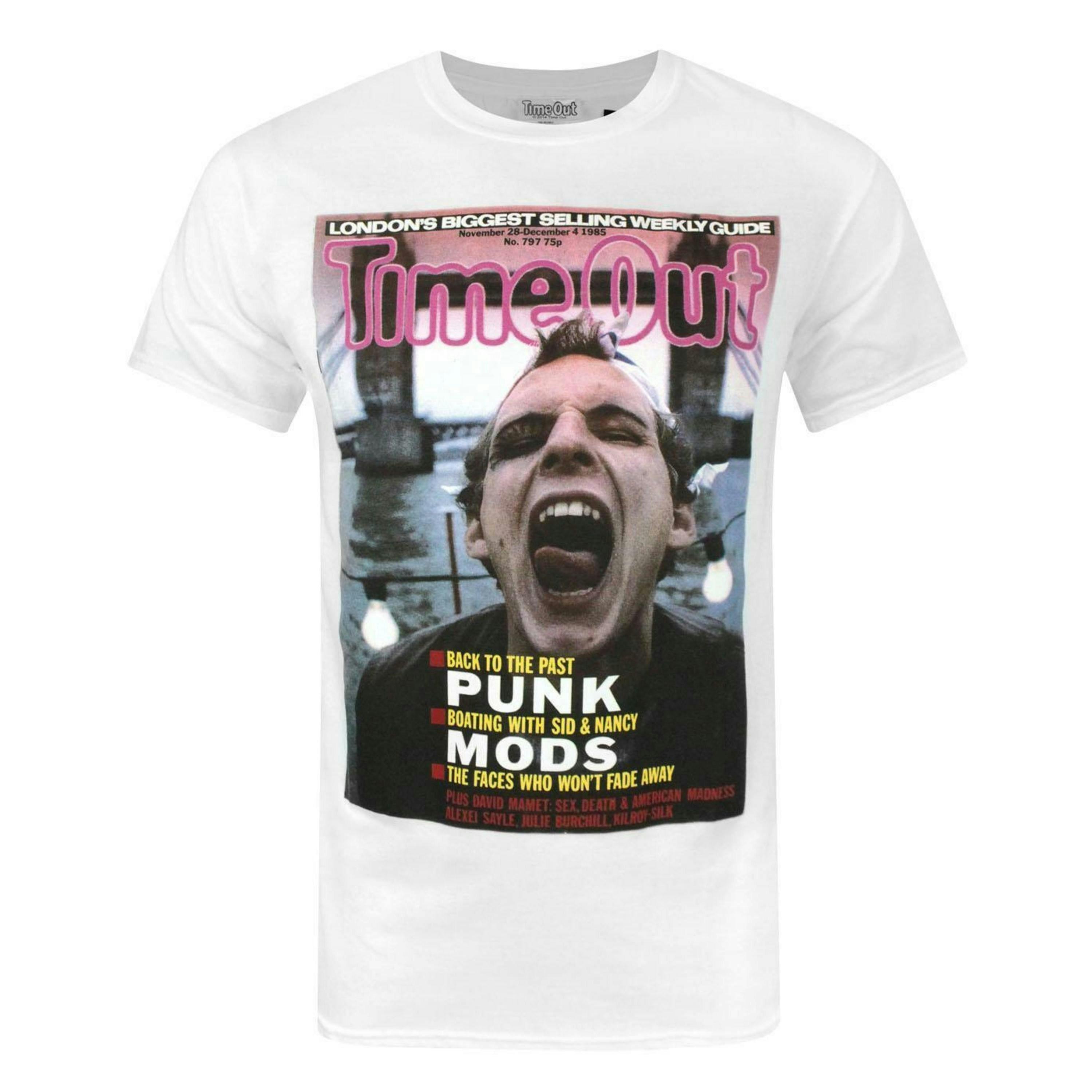 Time Out Mens White Magazine Cover Short Sleeved T-Shirt by Vanilla Underground , view 1 of 4
