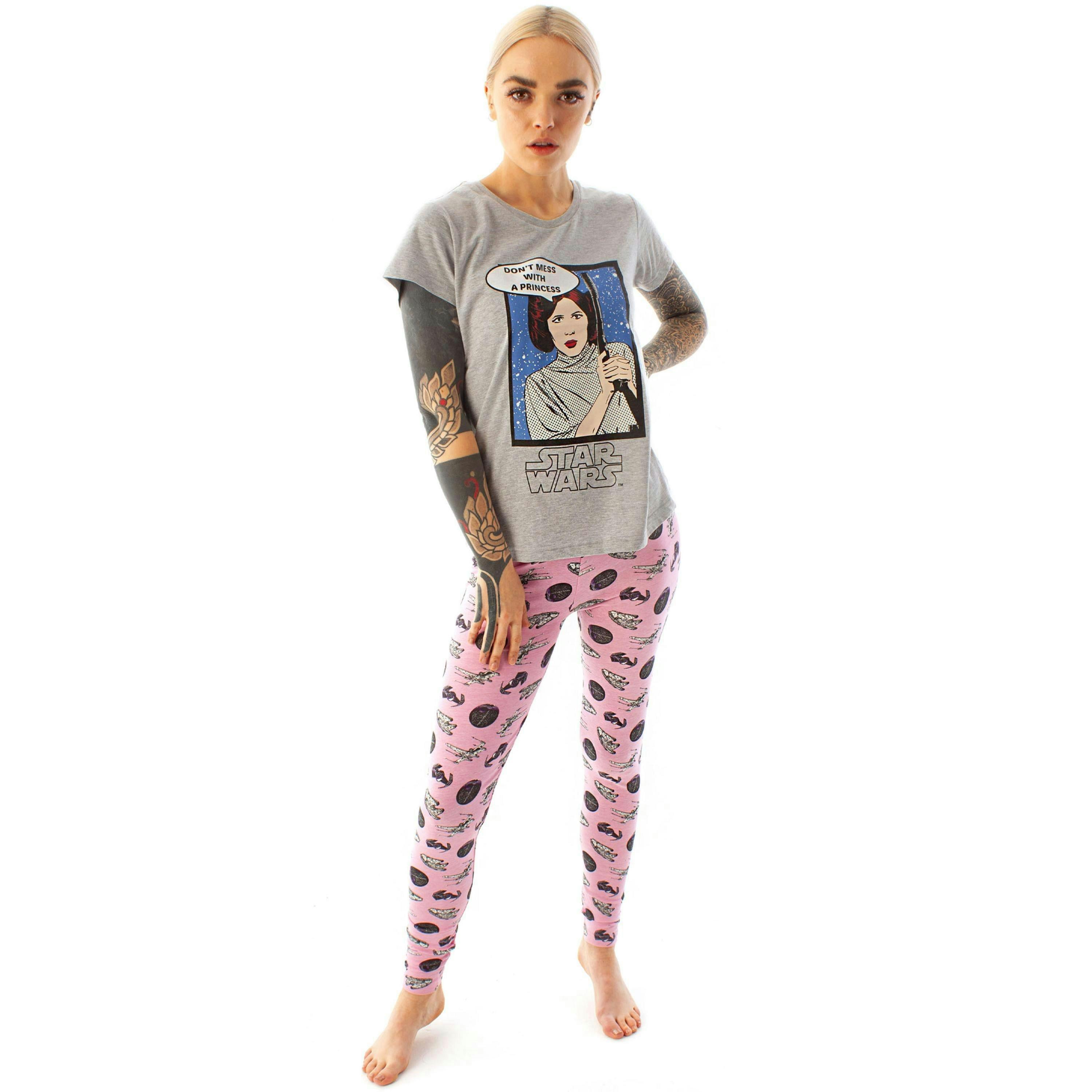 Star Wars Womens Grey Princess Leia T-Shirt and Lounge Pants by Vanilla Underground , view 1 of 6