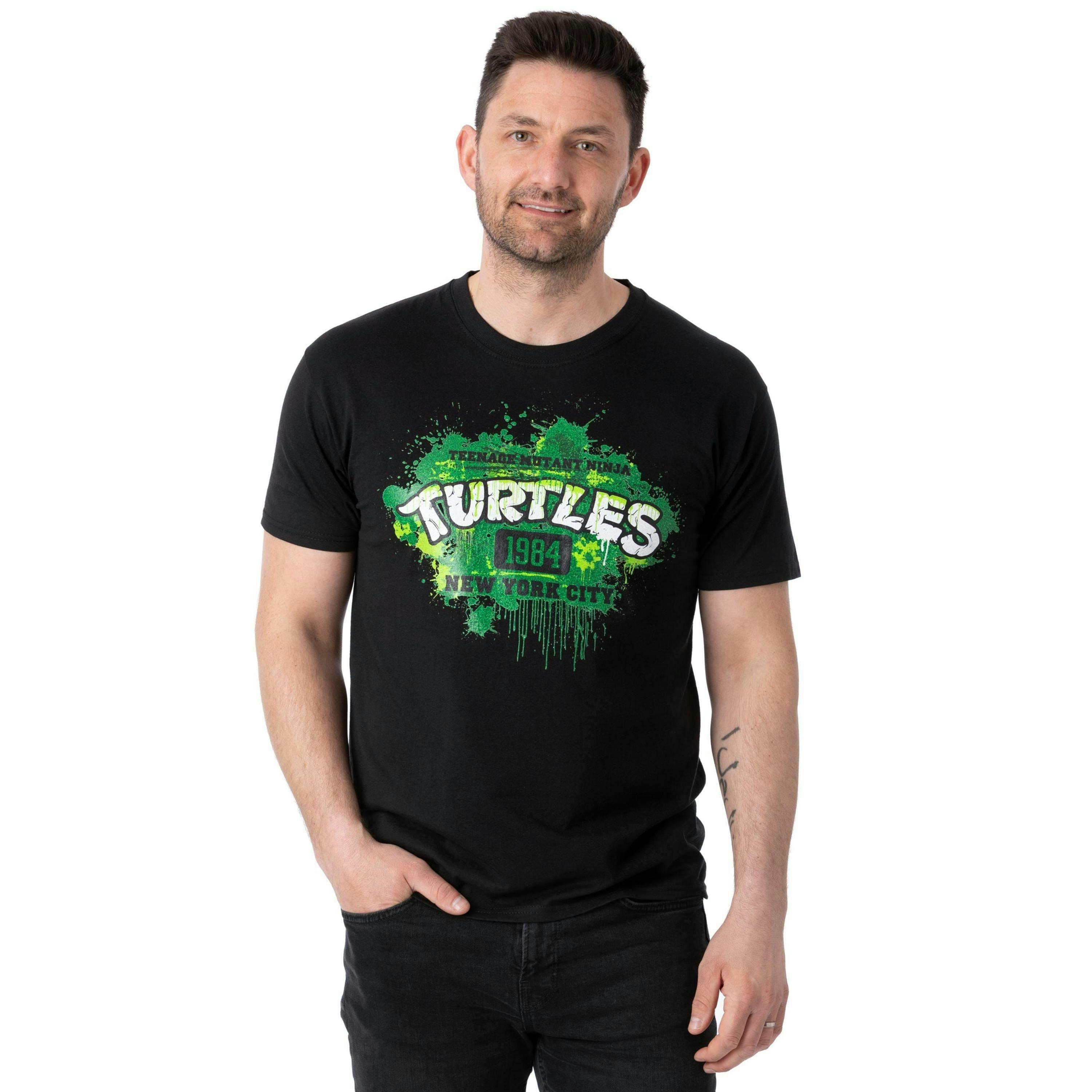 Teenage Mutant Ninja Turtles Mens Black 1984 New York City Short Sleeved T-Shirt by Vanilla Underground , view 1 of 4