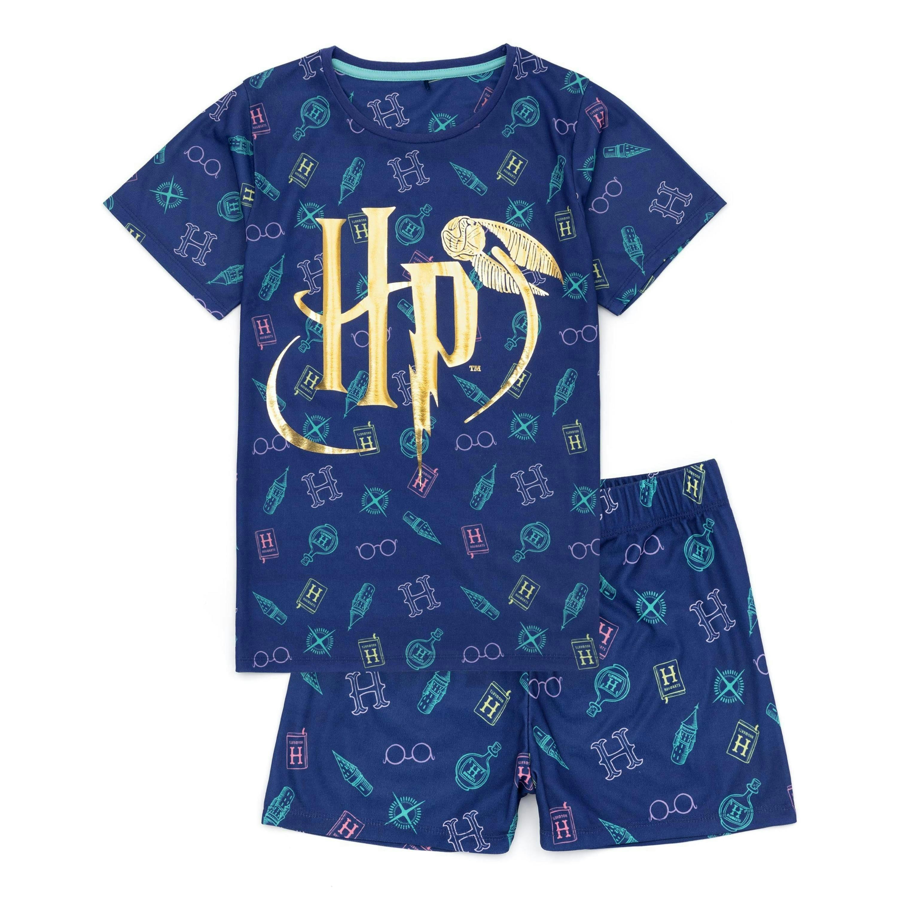Harry Potter Girls Blue Short Sleeve Short Leg Pyjama Set by Vanilla Underground , view 1 of 6