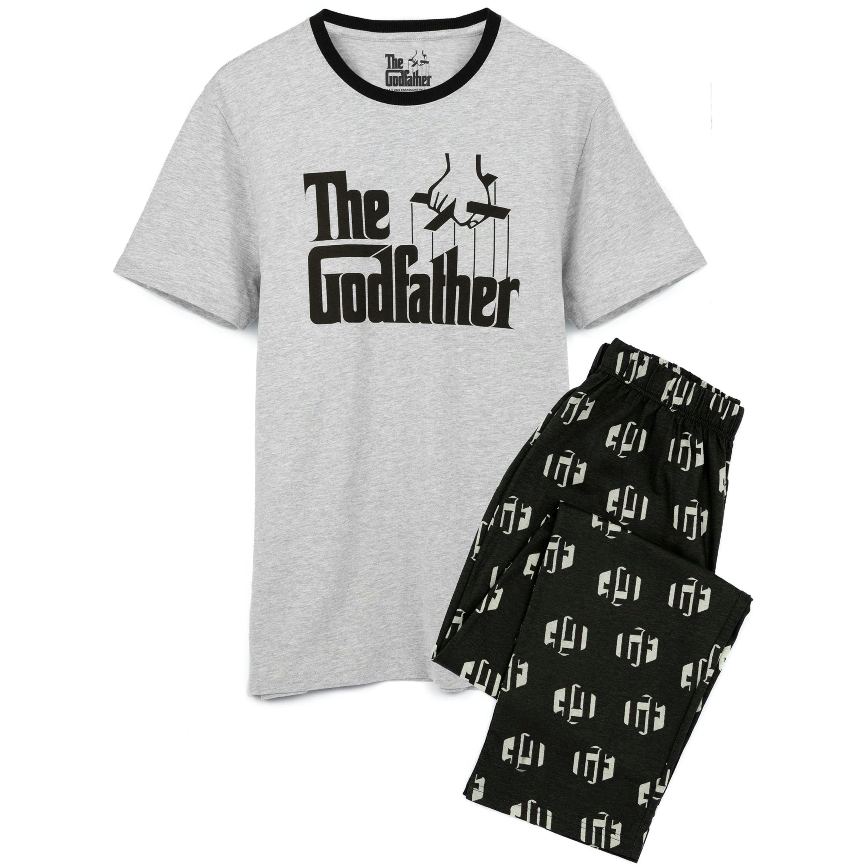 The Godfather Mens Black All-Over Print Bottom Short Sleeve Long Leg Pyjama Set by Vanilla Underground , view 1 of 6