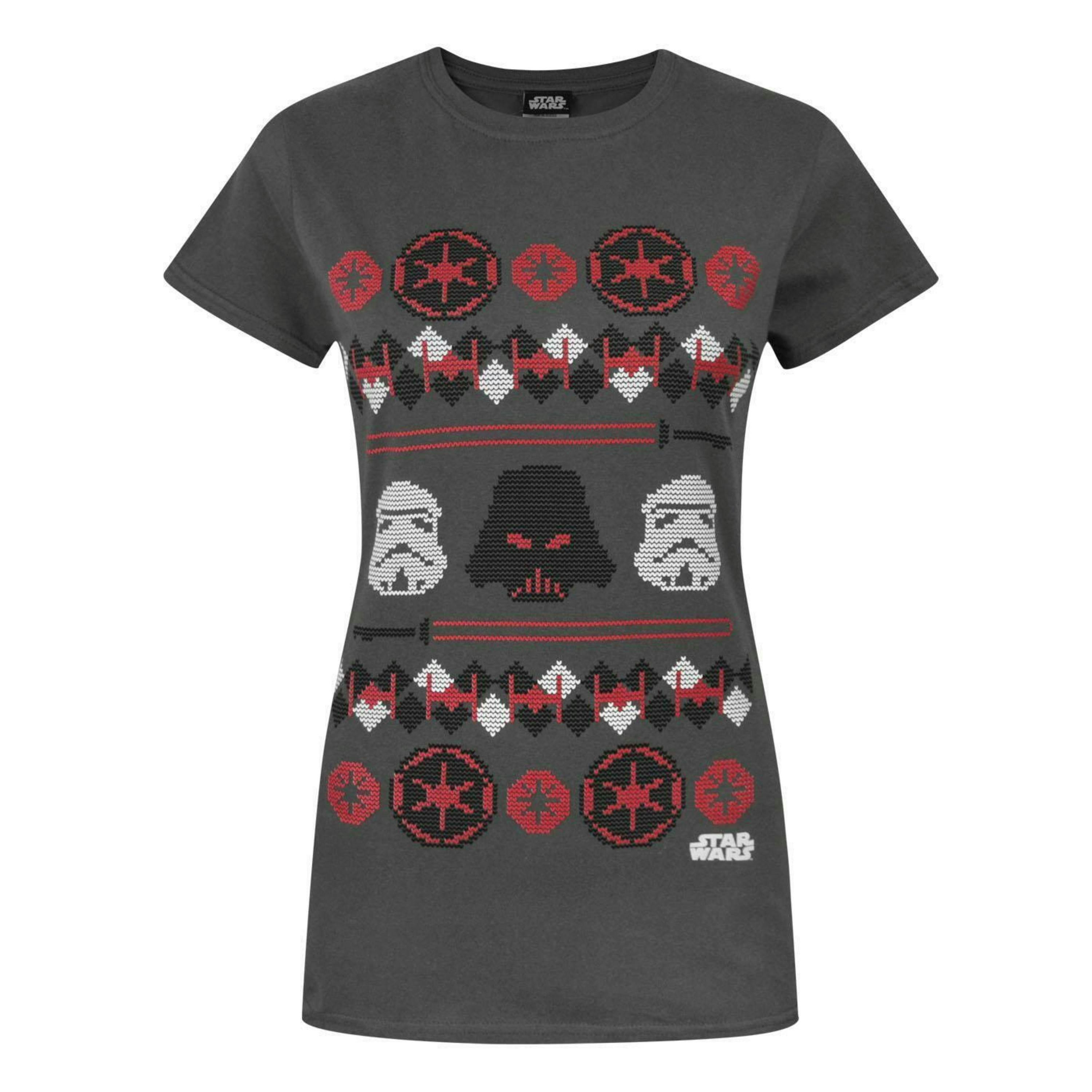 Star Wars Womens Grey Darth Vader Short Sleeved T-Shirt by Vanilla Underground , view 1 of 4