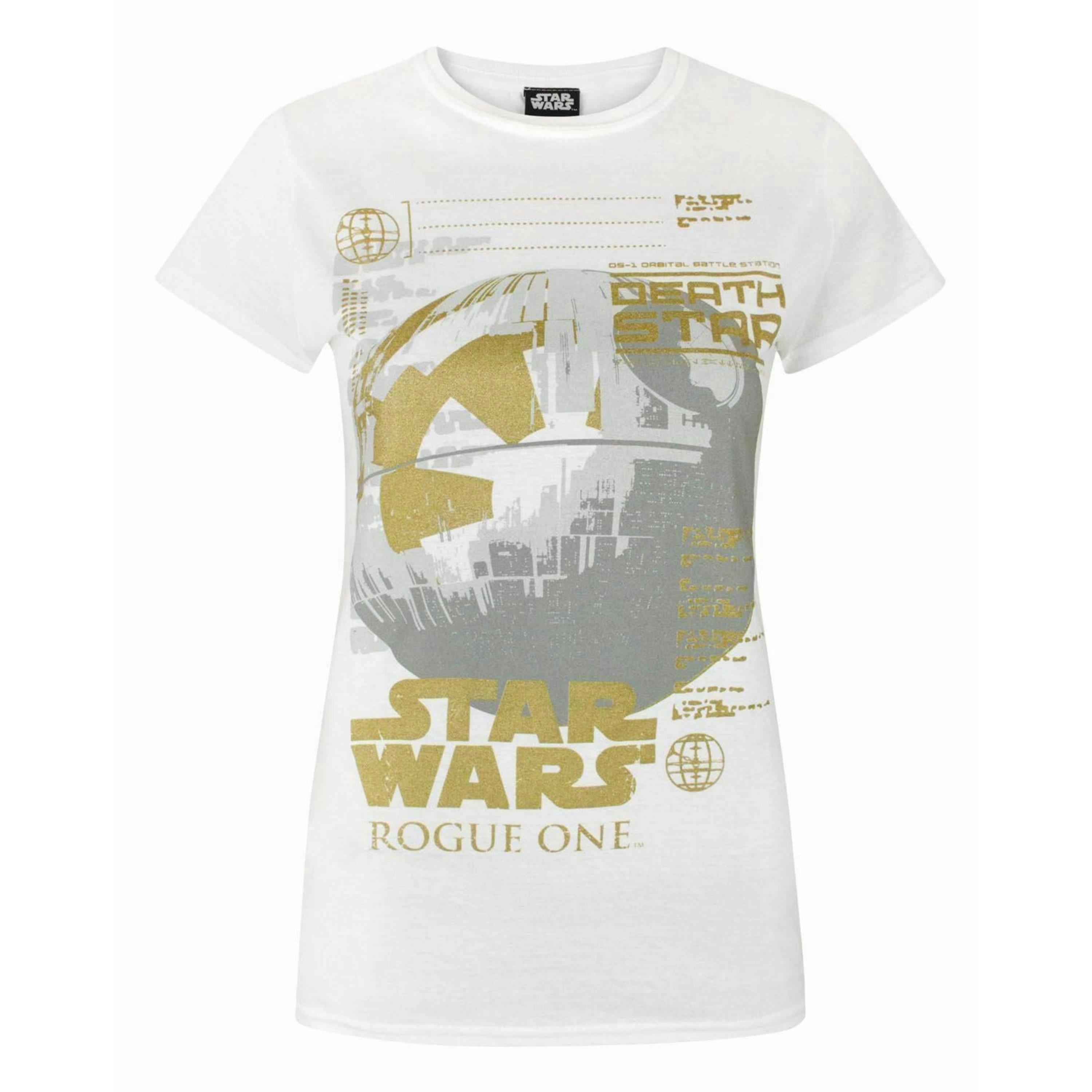 Star Wars Womens White Death Star Print Short Sleeved T-Shirt by Vanilla Underground , view 1 of 4