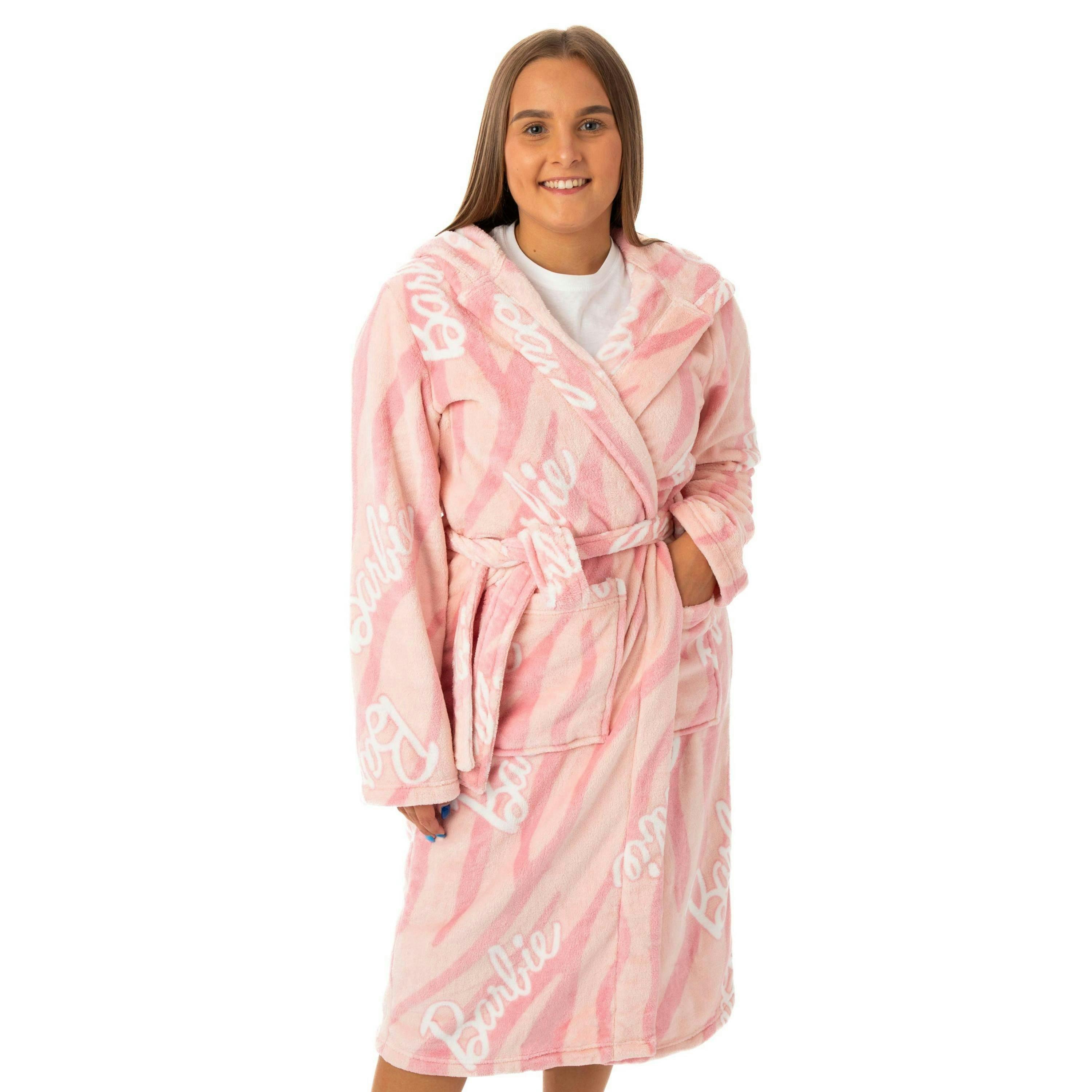 Barbie Womens Pink Hooded Bathrobe by Vanilla Underground , view 1 of 6