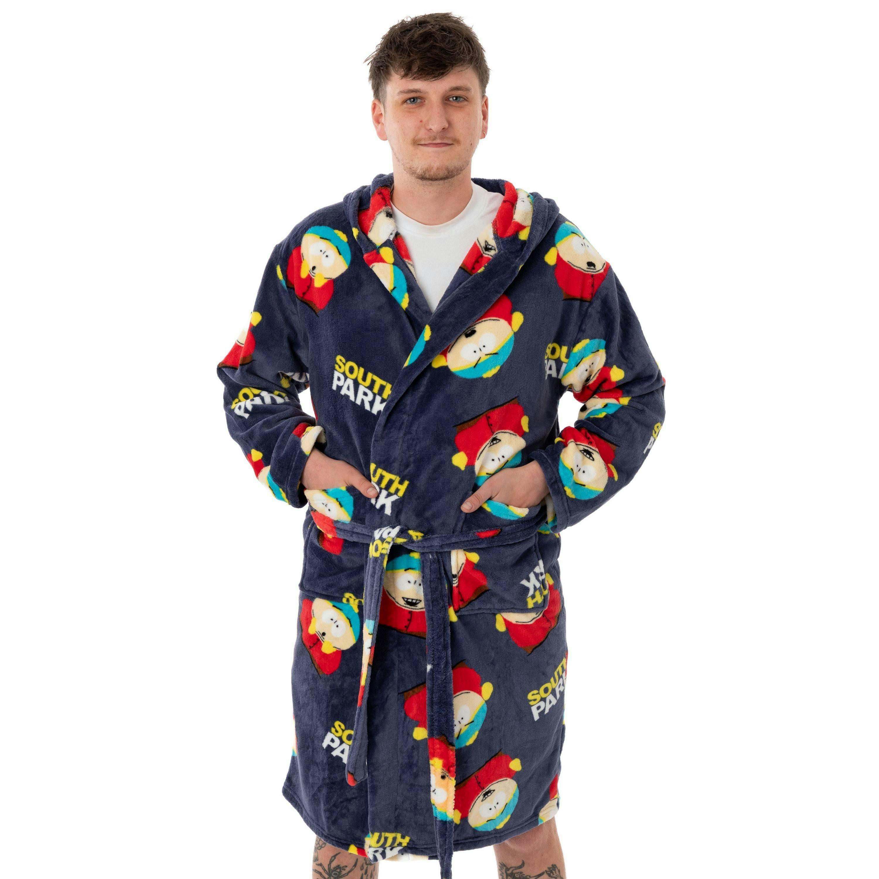 South Park Mens Blue Cartman AOP Hooded Bathrobe by Vanilla Underground , view 1 of 5