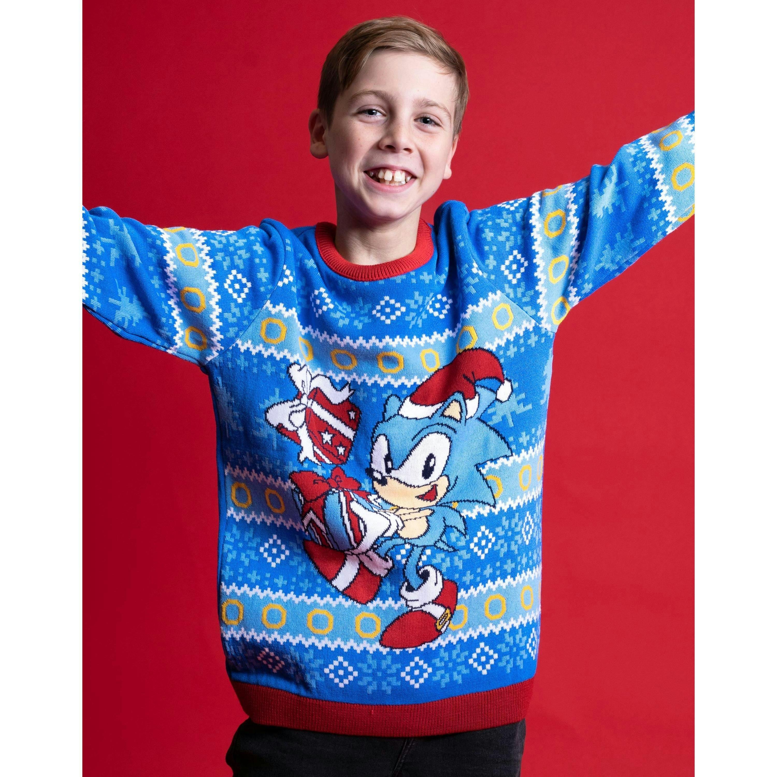 Sonic the Hedgehog Boys Blue Sonic Christmas Jumper by Vanilla Underground , view 1 of 6