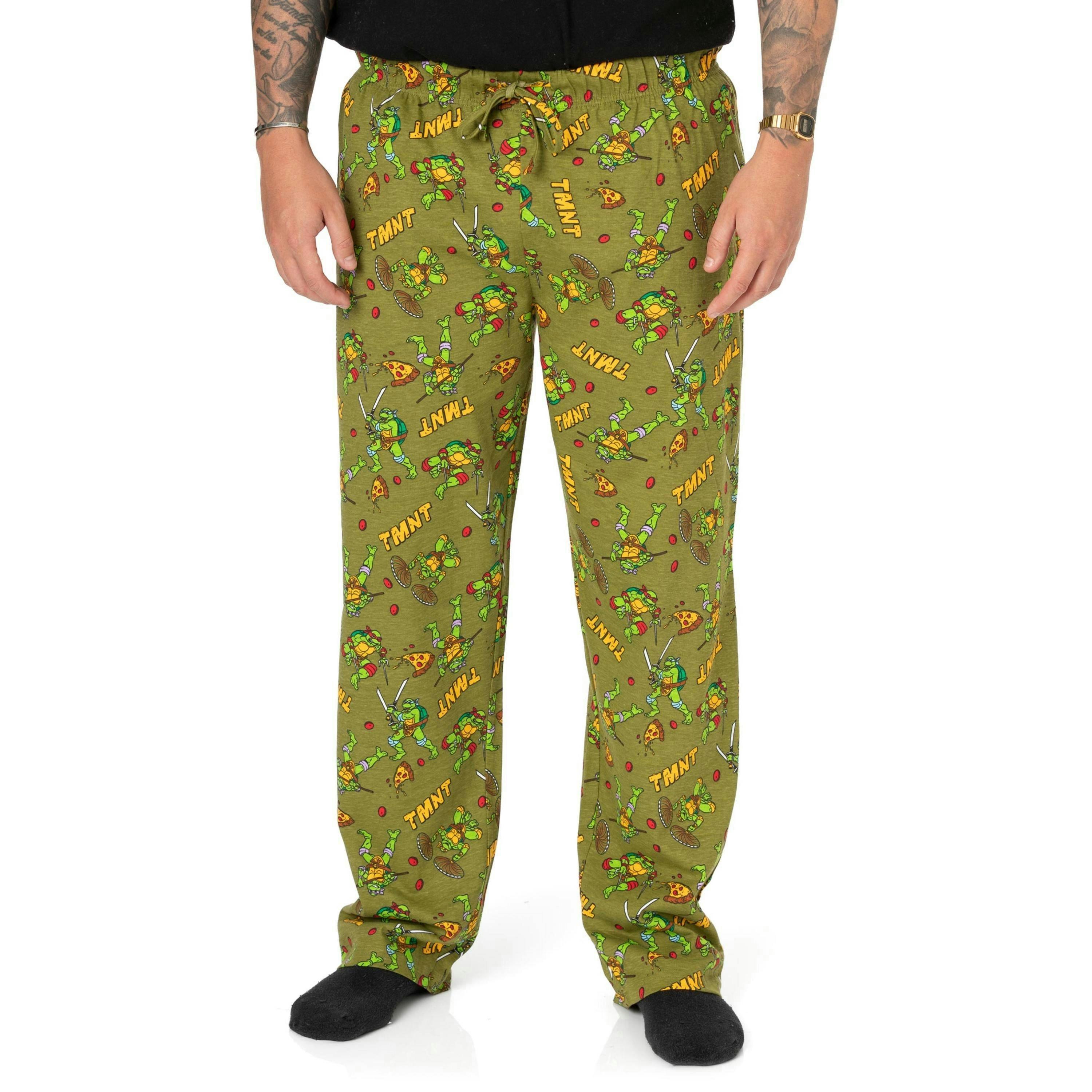 Teenage Mutant Ninja Turtles Mens Green Multi-Character All-Over Print Lounge Pants by Vanilla Underground , view 1 of 6