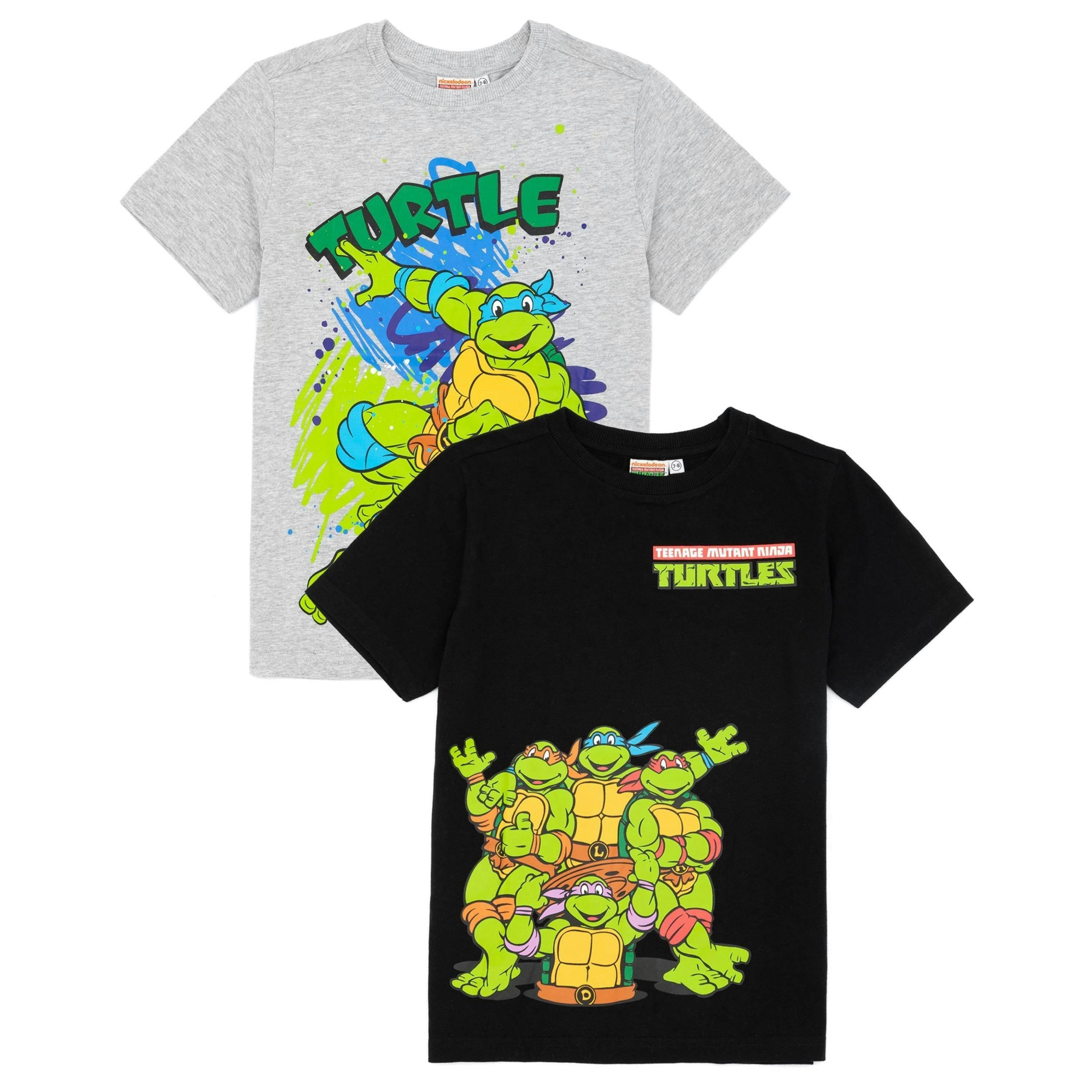 Teenage Mutant Ninja Turtles Boys Multicoloured Multi Character Multi-Pack of 2 Short-Sleeved T-Shirts by Vanilla Underground , view 1 of 6