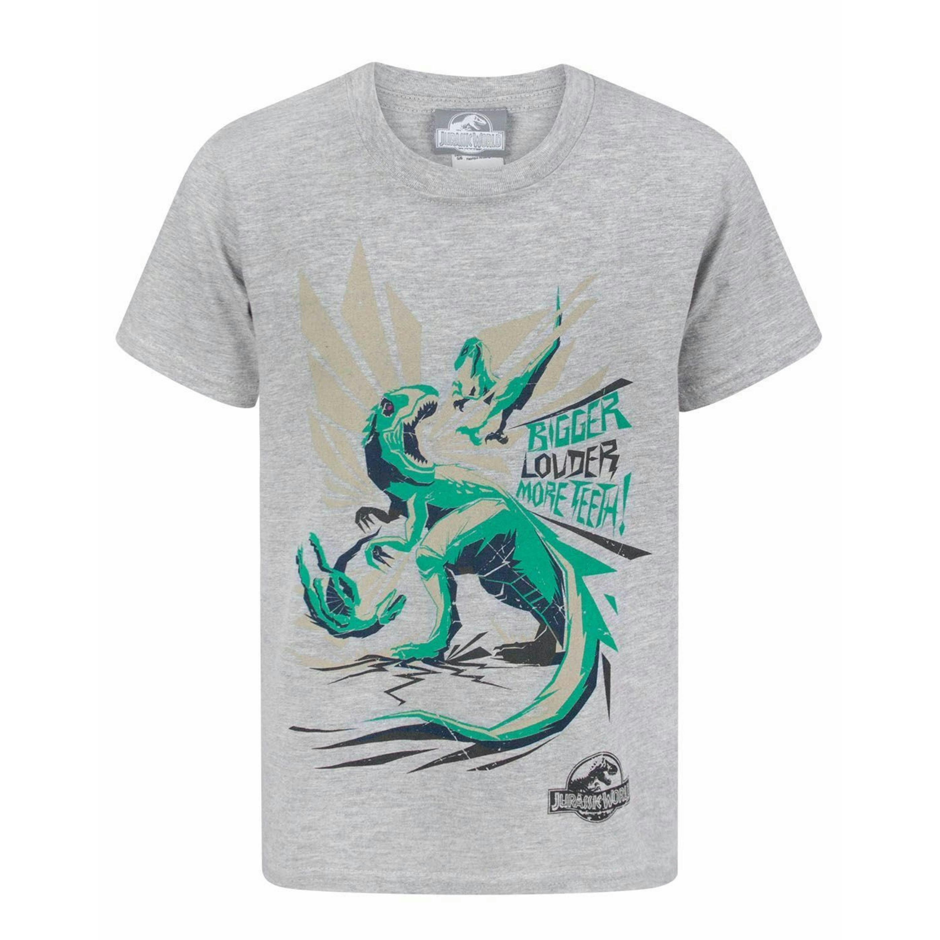 Jurassic World Boys Grey Dinosaur Short Sleeved T-Shirt by Vanilla Underground , view 1 of 4
