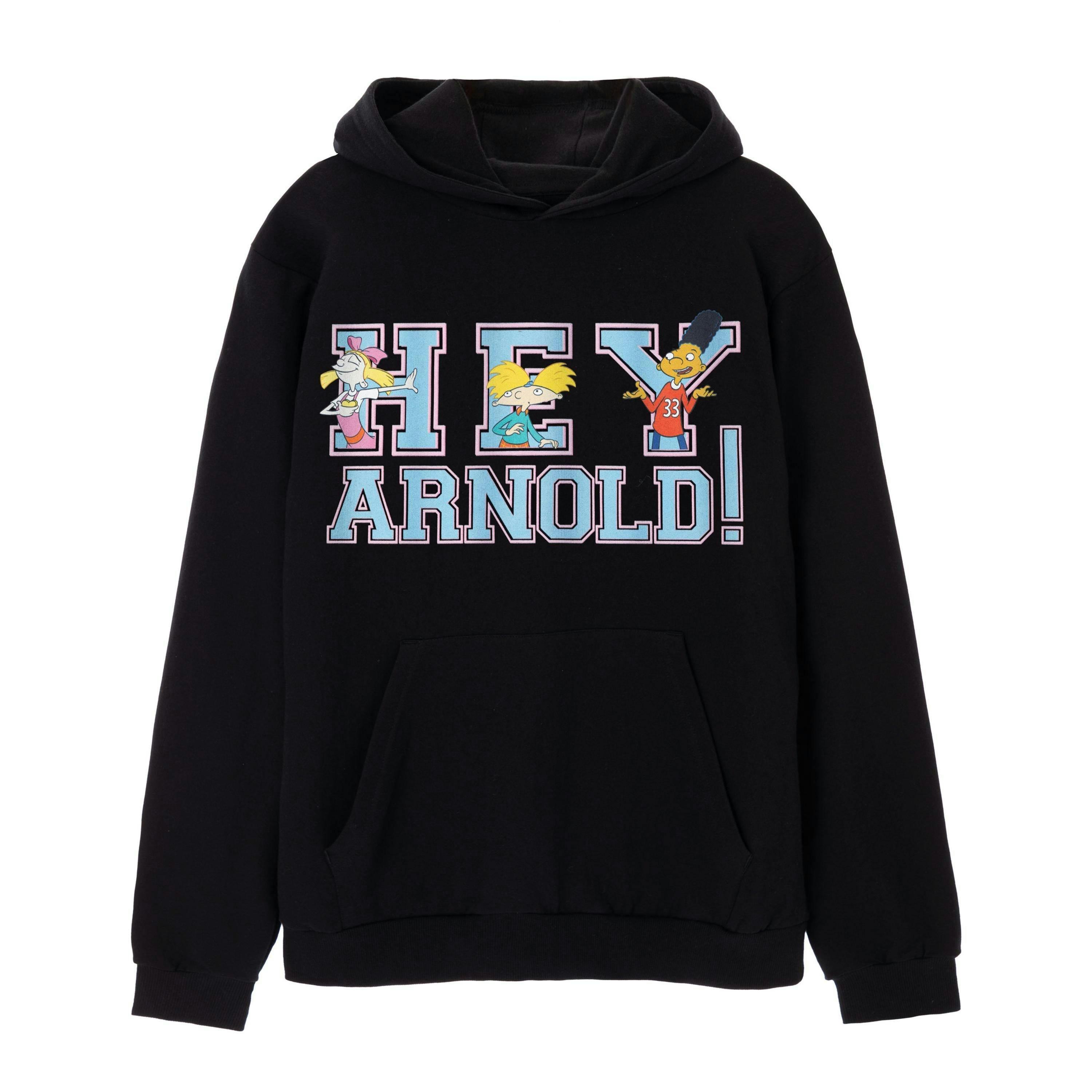 Hey Arnold Unisex Black Collegiate Letters Hoodie by Vanilla Underground , view 1 of 6