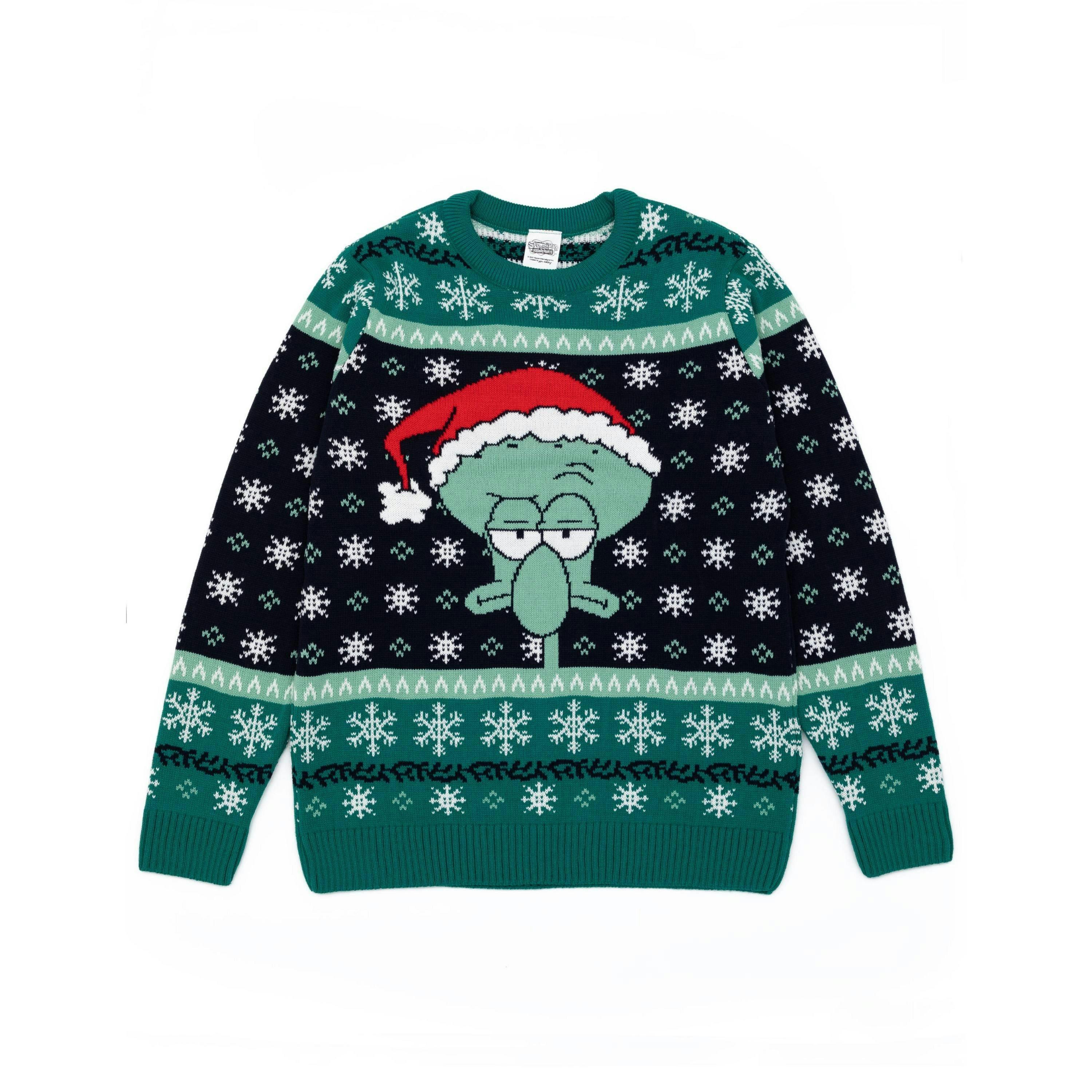 SpongeBob SquarePants Mens Green Squidward Christmas Jumper by Vanilla Underground , view 1 of 5