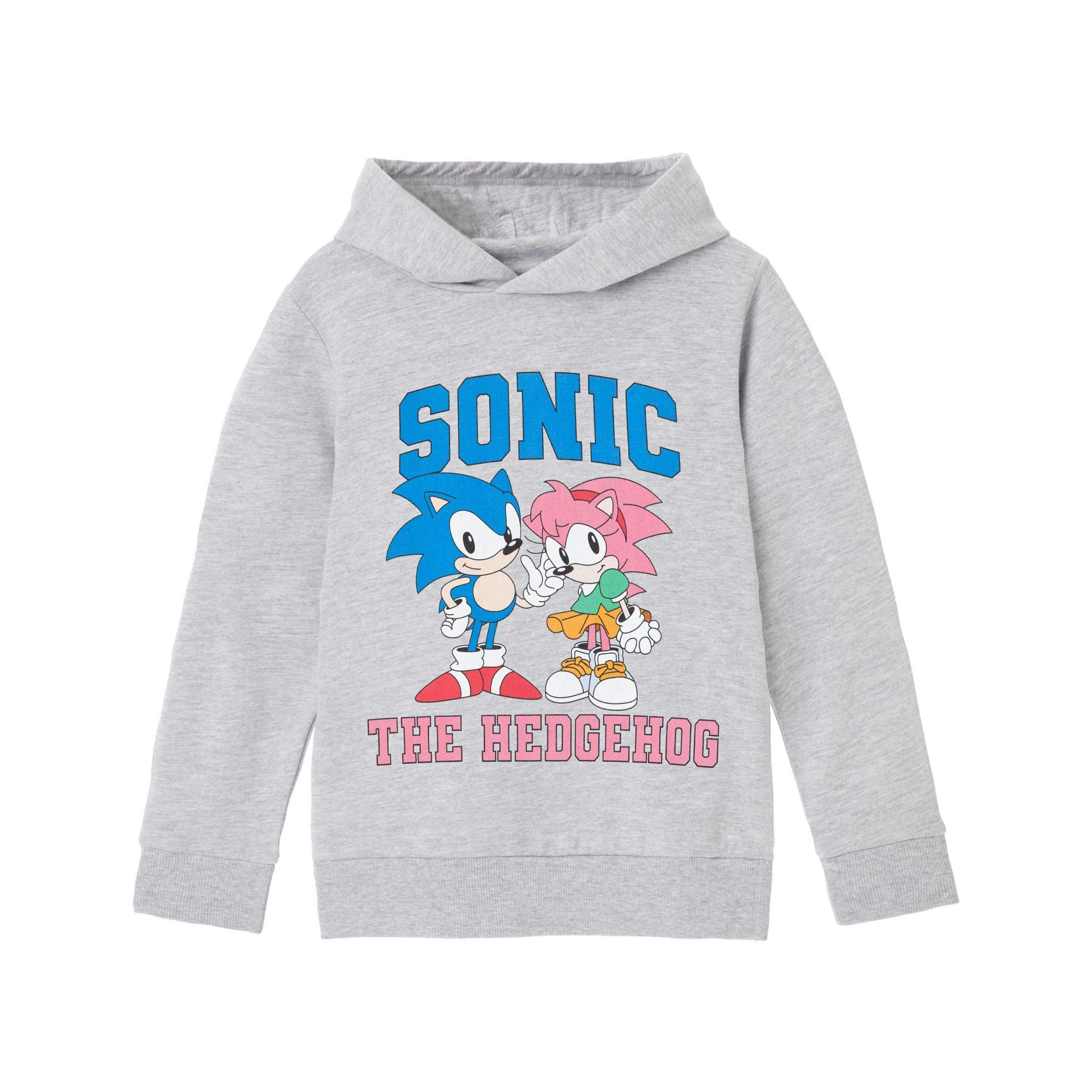 Sonic the Hedgehog Girls Grey Collegiate Sonic & Amy Hoodie by Vanilla Underground , view 1 of 6