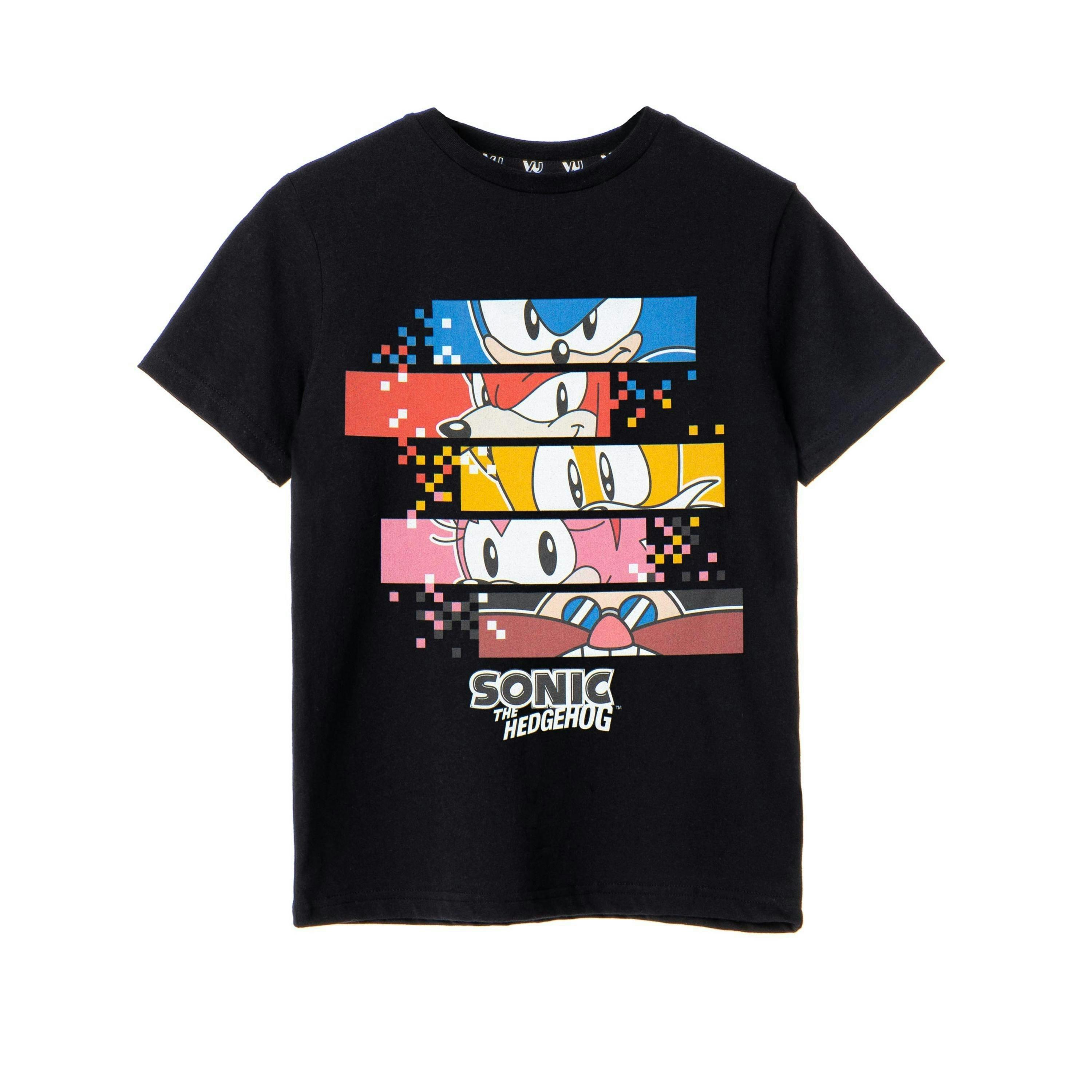 Sonic the Hedgehog Boys Black Pixels Short Sleeved T-Shirt by Vanilla Underground , view 1 of 6