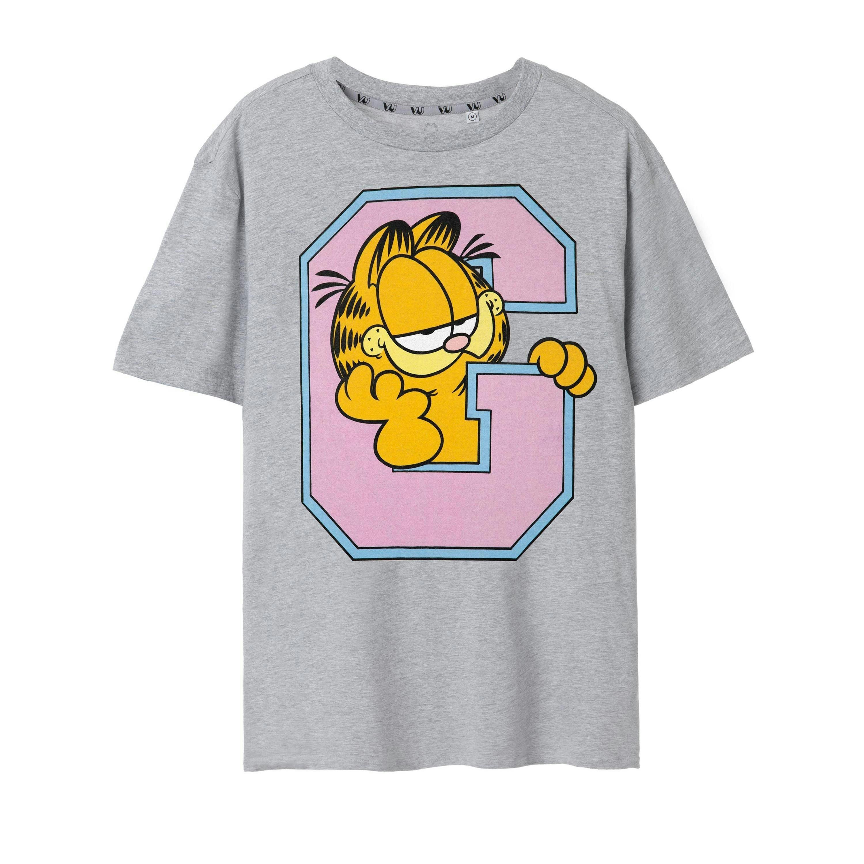 Garfield Mens Grey Collegiate Short Sleeved T-Shirt by Vanilla Underground , view 1 of 6
