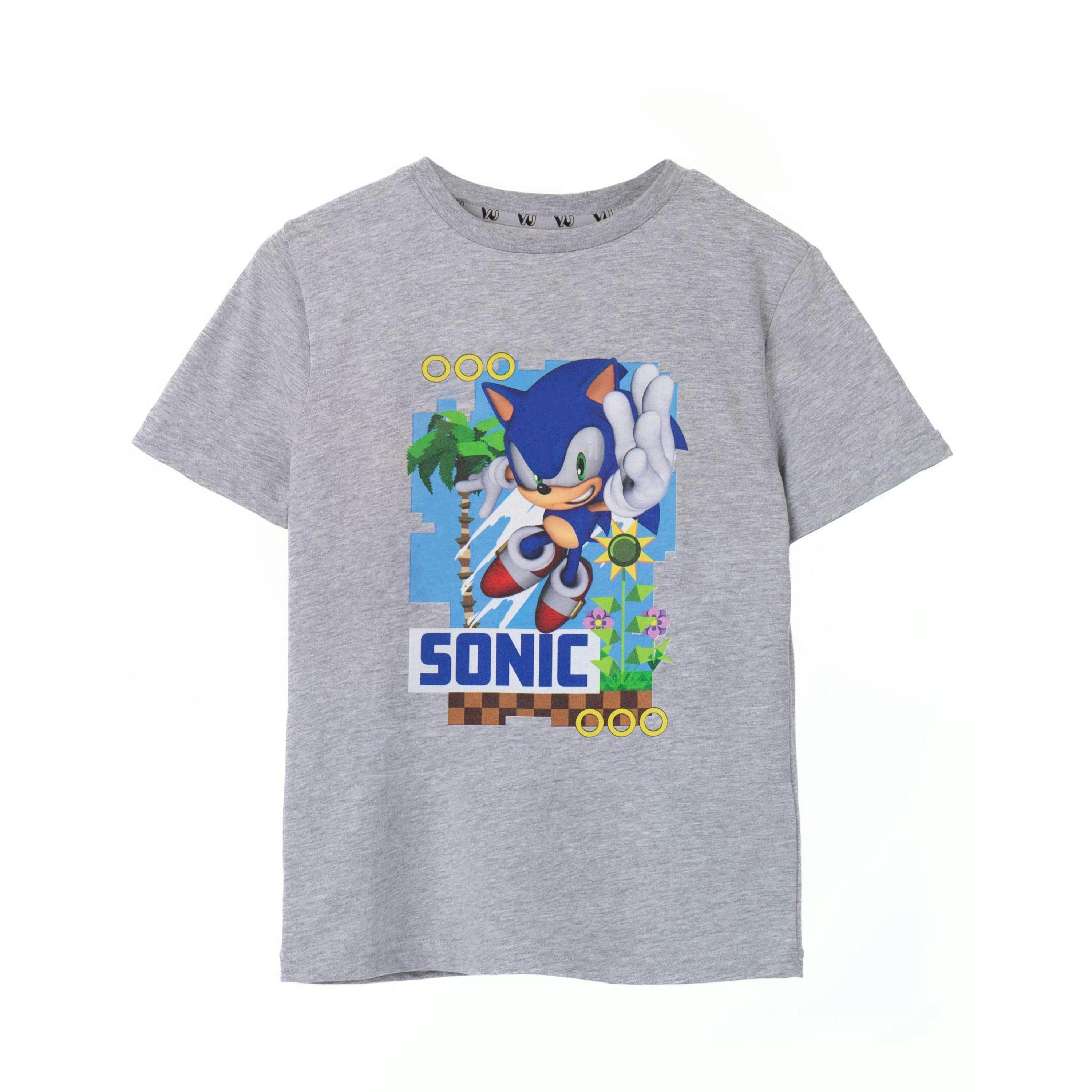 Sonic the Hedgehog Unisex Kids Grey Sonic Short Sleeved T-Shirt by Vanilla Underground , view 1 of 6