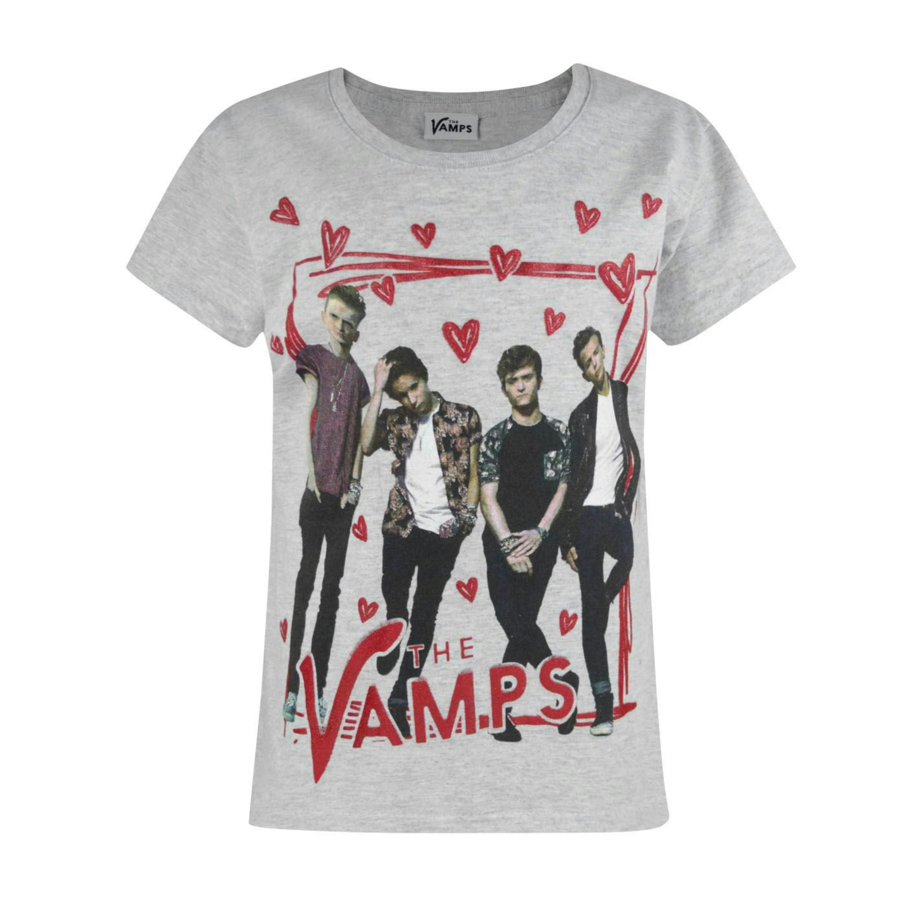 The Vamps Girls Grey Band Members Short Sleeved T-Shirt by Vanilla Underground , view 1 of 1
