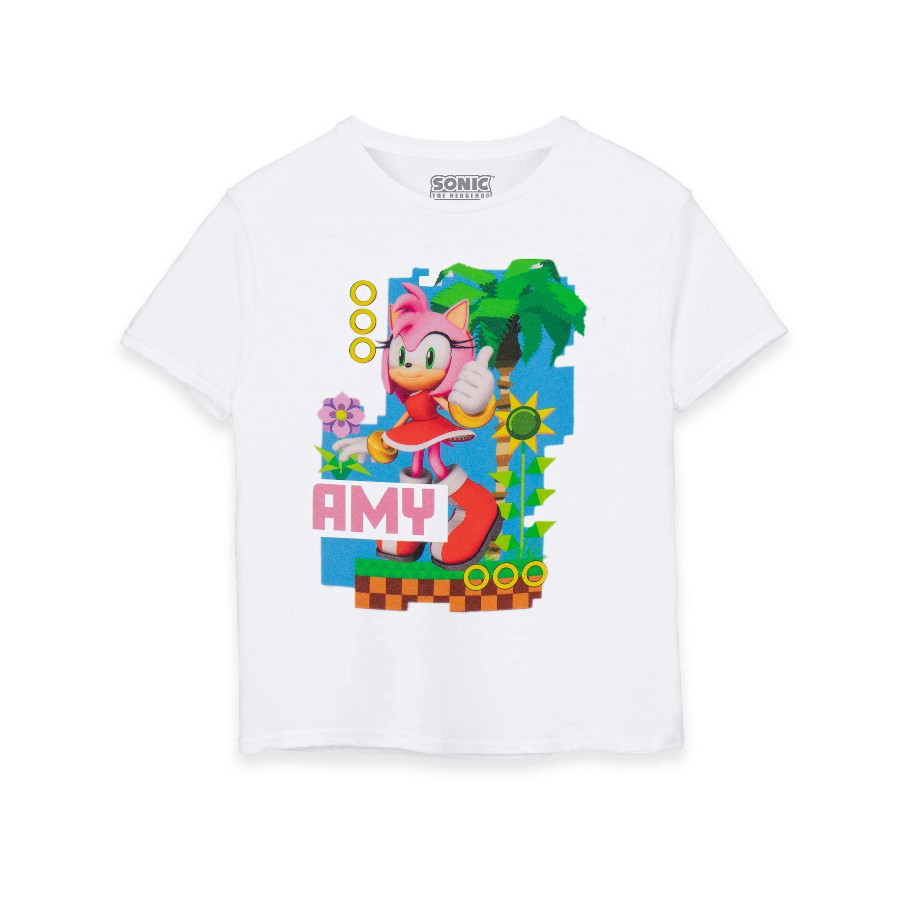 Sonic the Hedgehog Unisex Kids White Amy Short Sleeved T-Shirt by Vanilla Underground , view 1 of 6