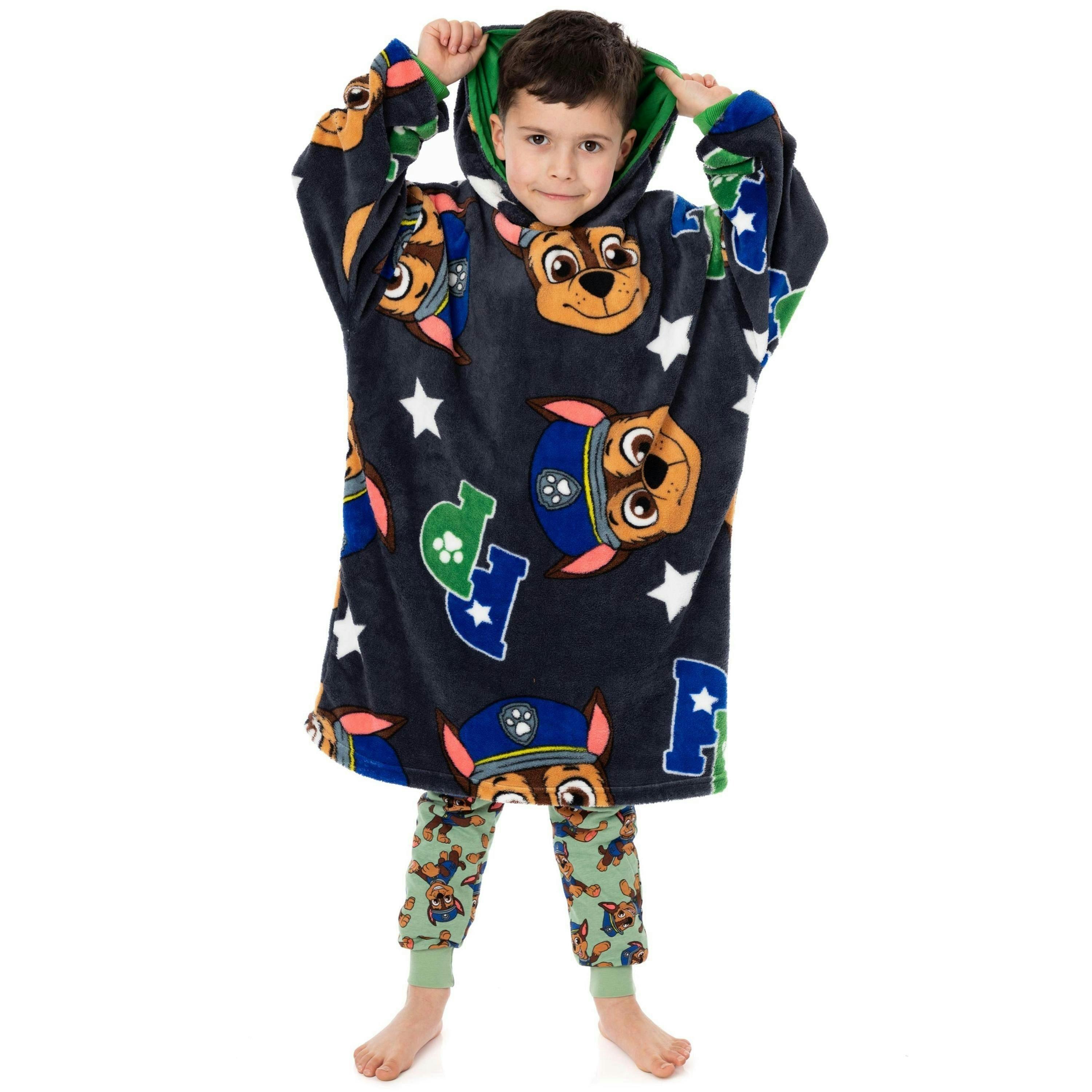 Paw Patrol Boys Grey Chase All-Over Print Blanket Hoodie by Vanilla Underground , view 1 of 6