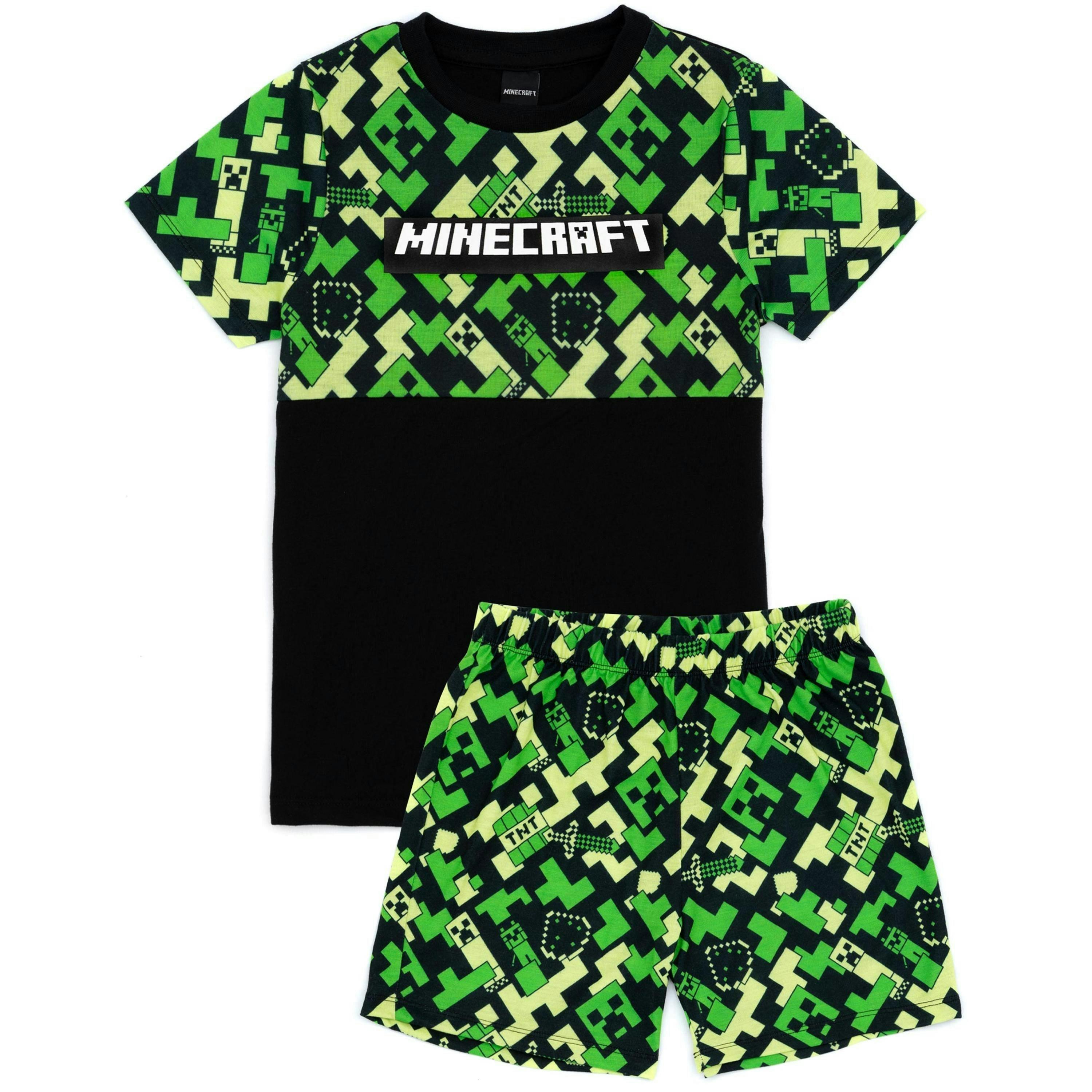 Minecraft Boys Green Short Sleeve Short Leg Pyjama Set by Vanilla Underground , view 1 of 6