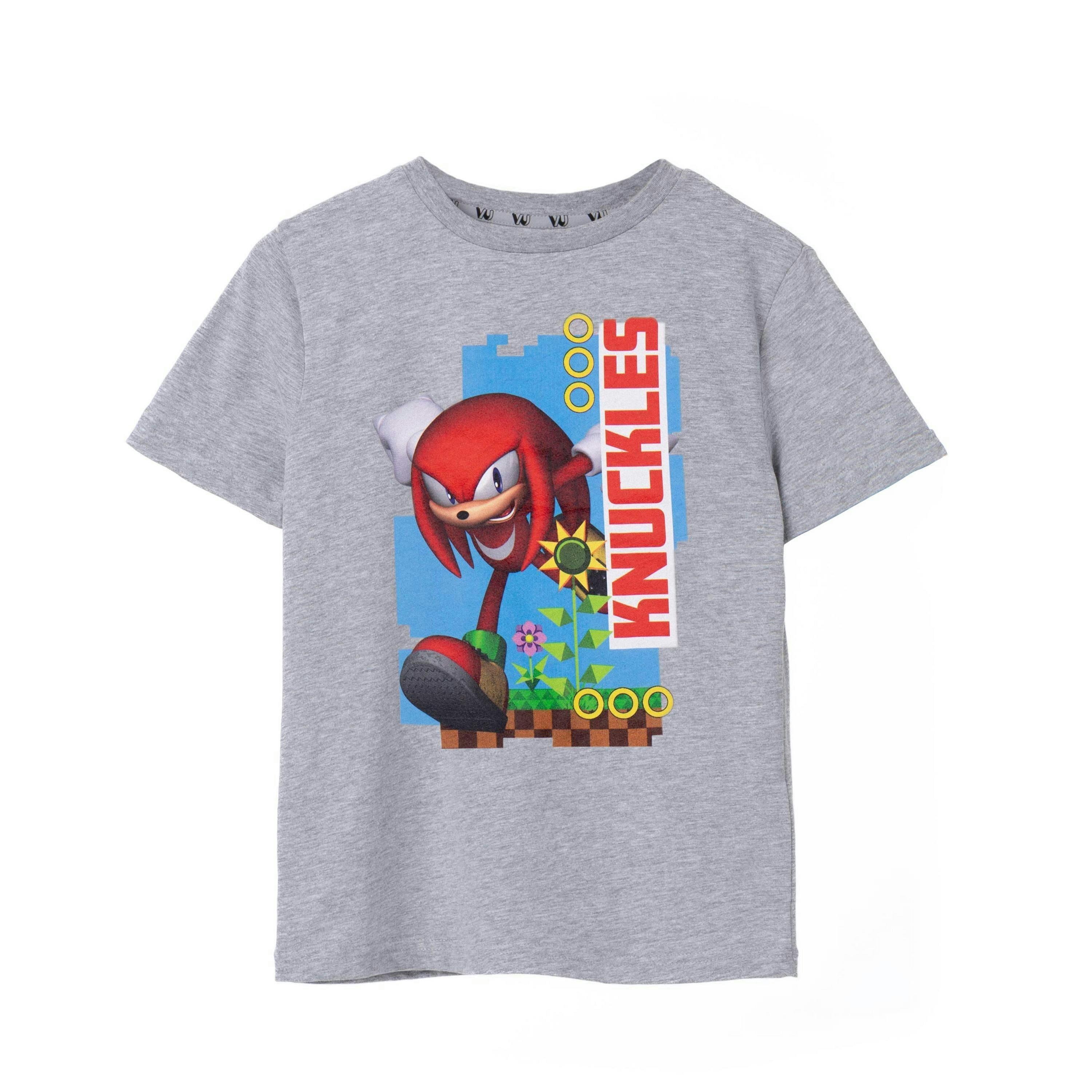 Sonic the Hedgehog Unisex Kids Grey Knuckles Short Sleeved T-Shirt by Vanilla Underground , view 1 of 6