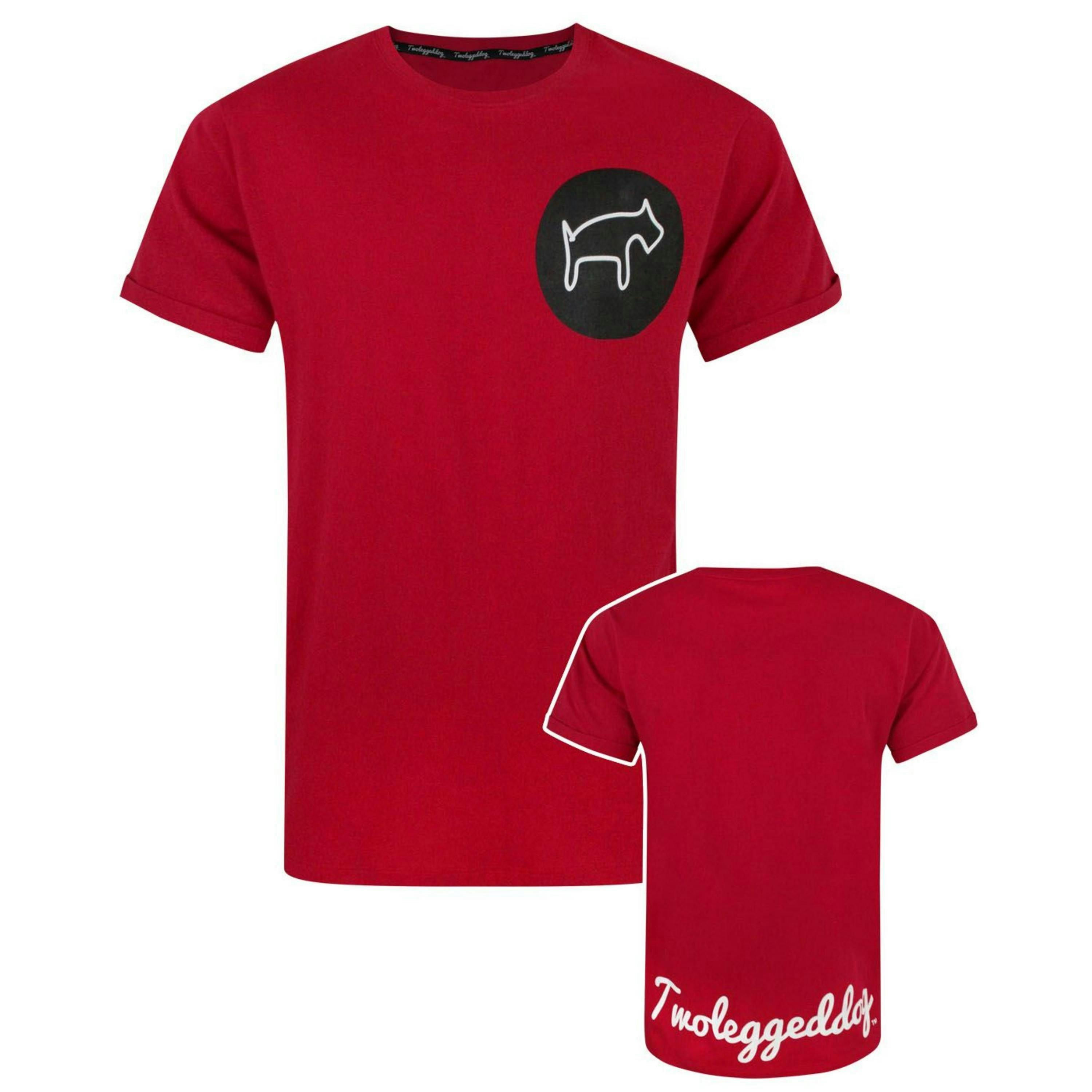 Two Legged Dog Mens Red Circular Short Sleeved T-Shirt by Vanilla Underground , view 1 of 1