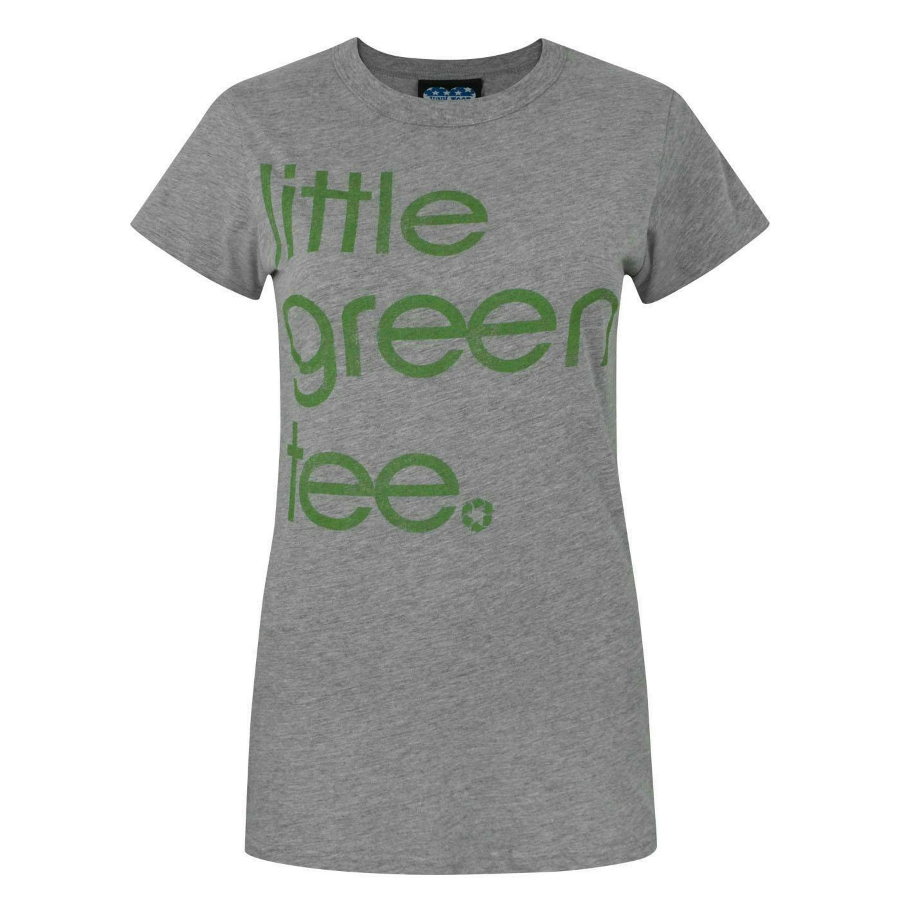 Junk Food Clothing Womens Grey Slogan Text 'Little Green Tee' Short Sleeved T-Shirt by Vanilla Underground , view 1 of 4