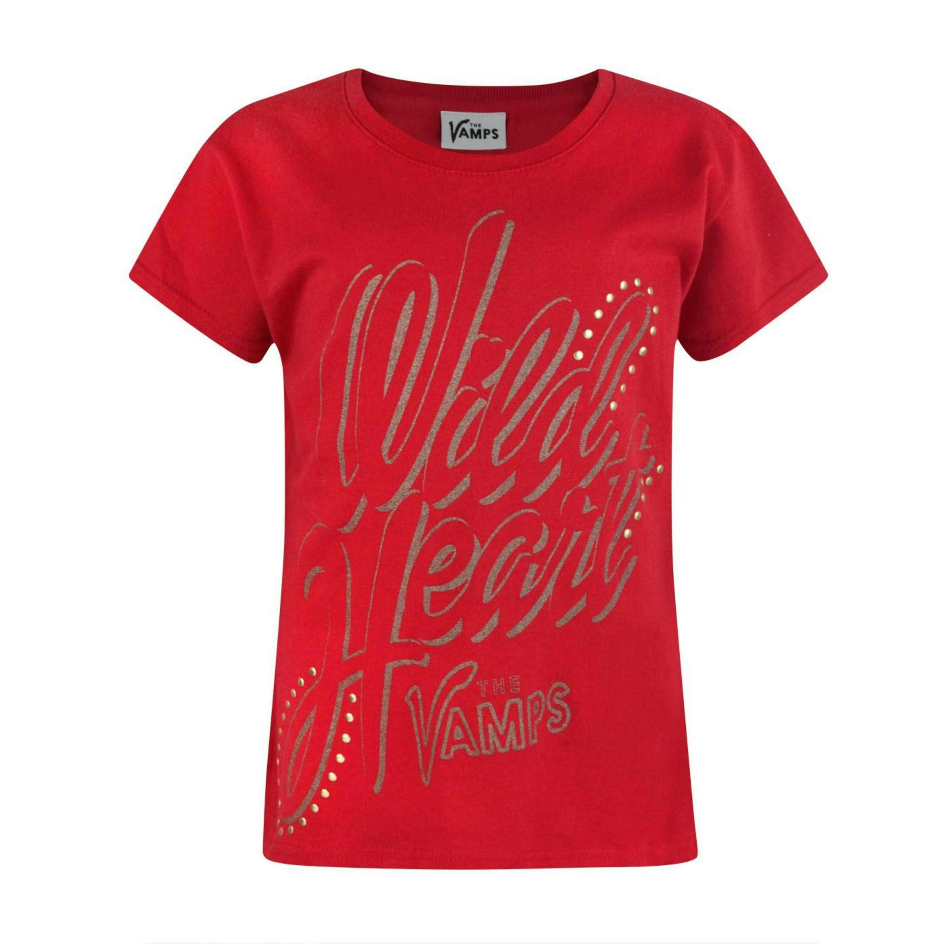 The Vamps Girls Red Short Sleeved T-Shirt by Vanilla Underground , view 1 of 1