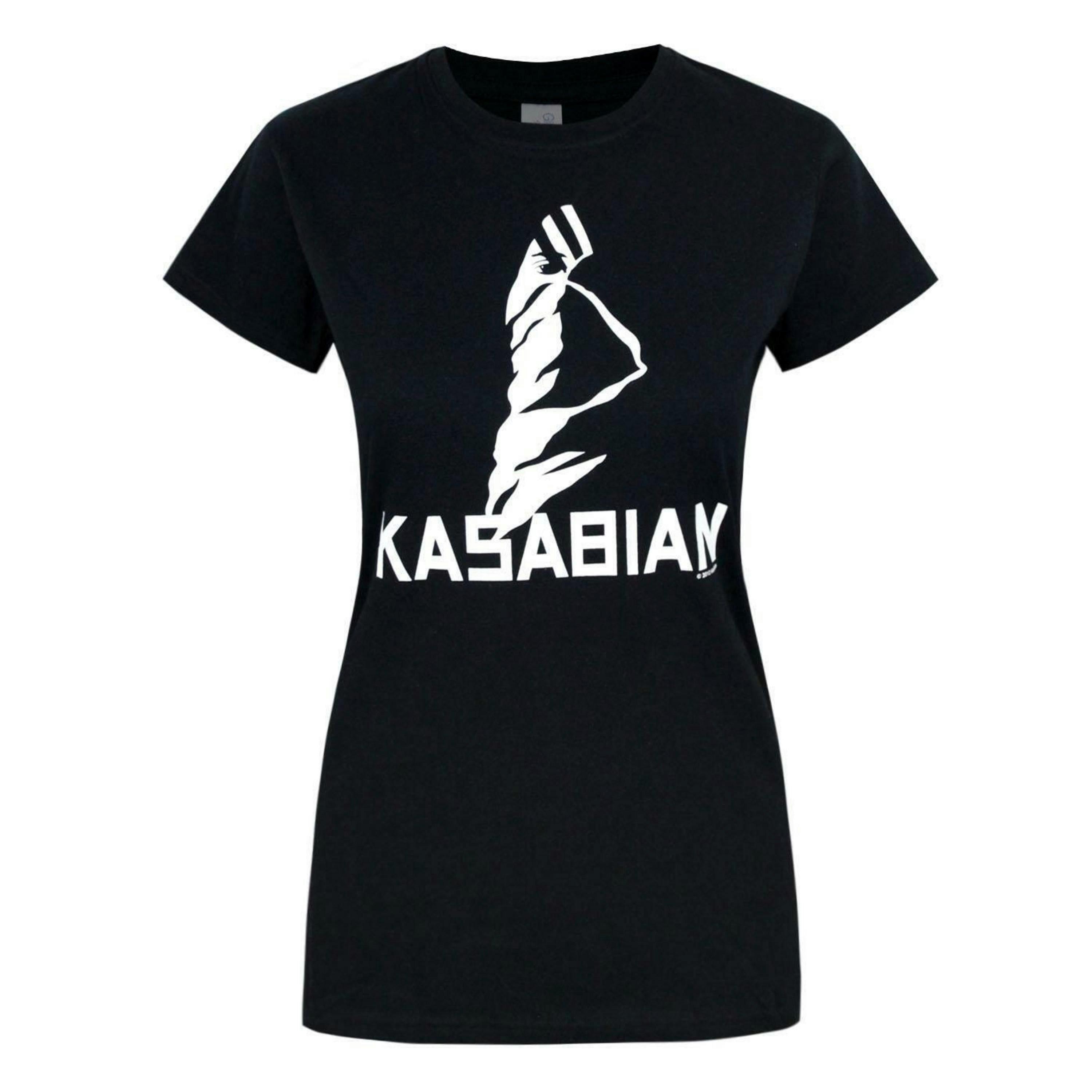 Kasabian Womens Black Album Cover Artwork Short Sleeved T-Shirt by Vanilla Underground , view 1 of 4