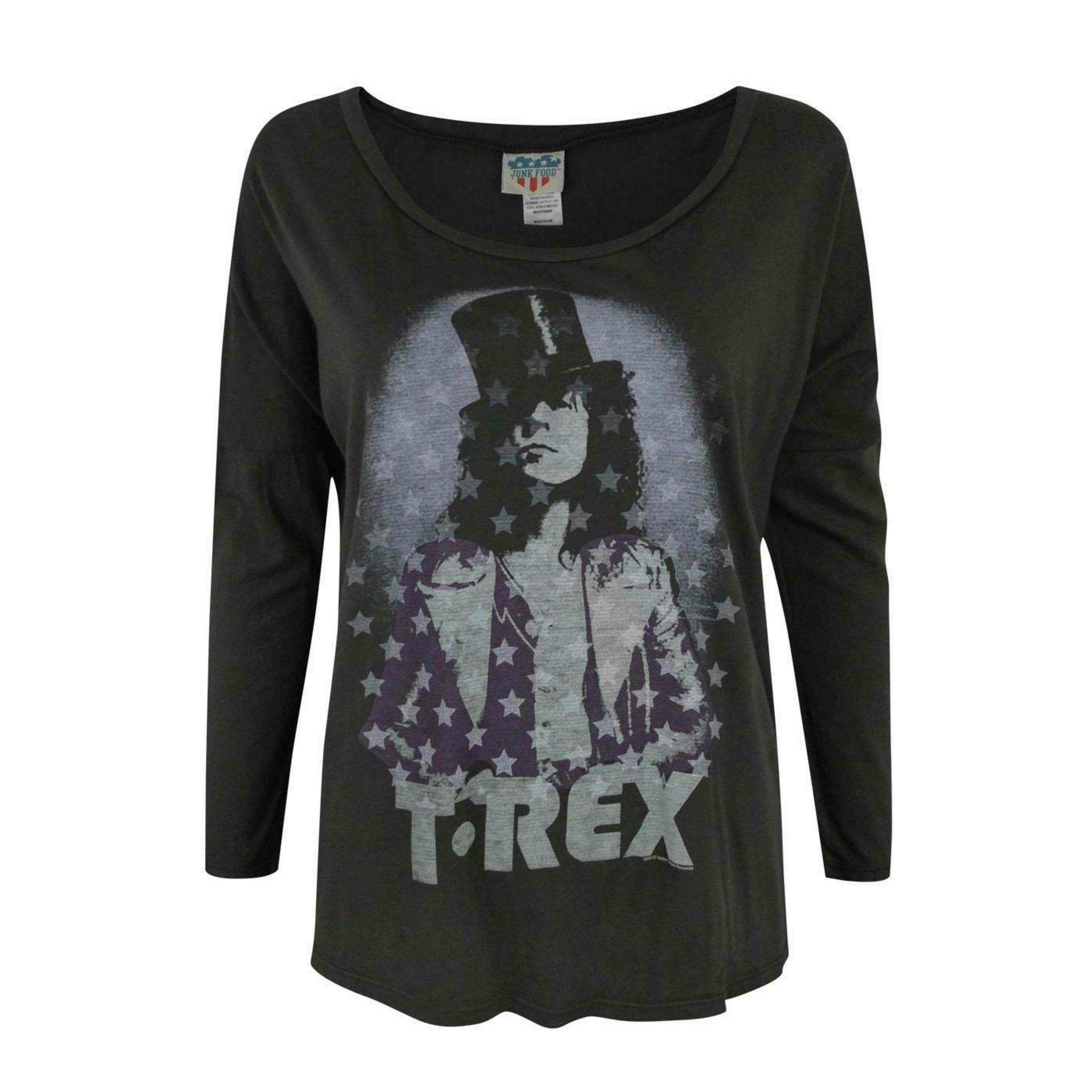 Junk Food Clothing Womens Grey Marc Bolan Long Sleeved T-Shirt by Vanilla Underground , view 1 of 4