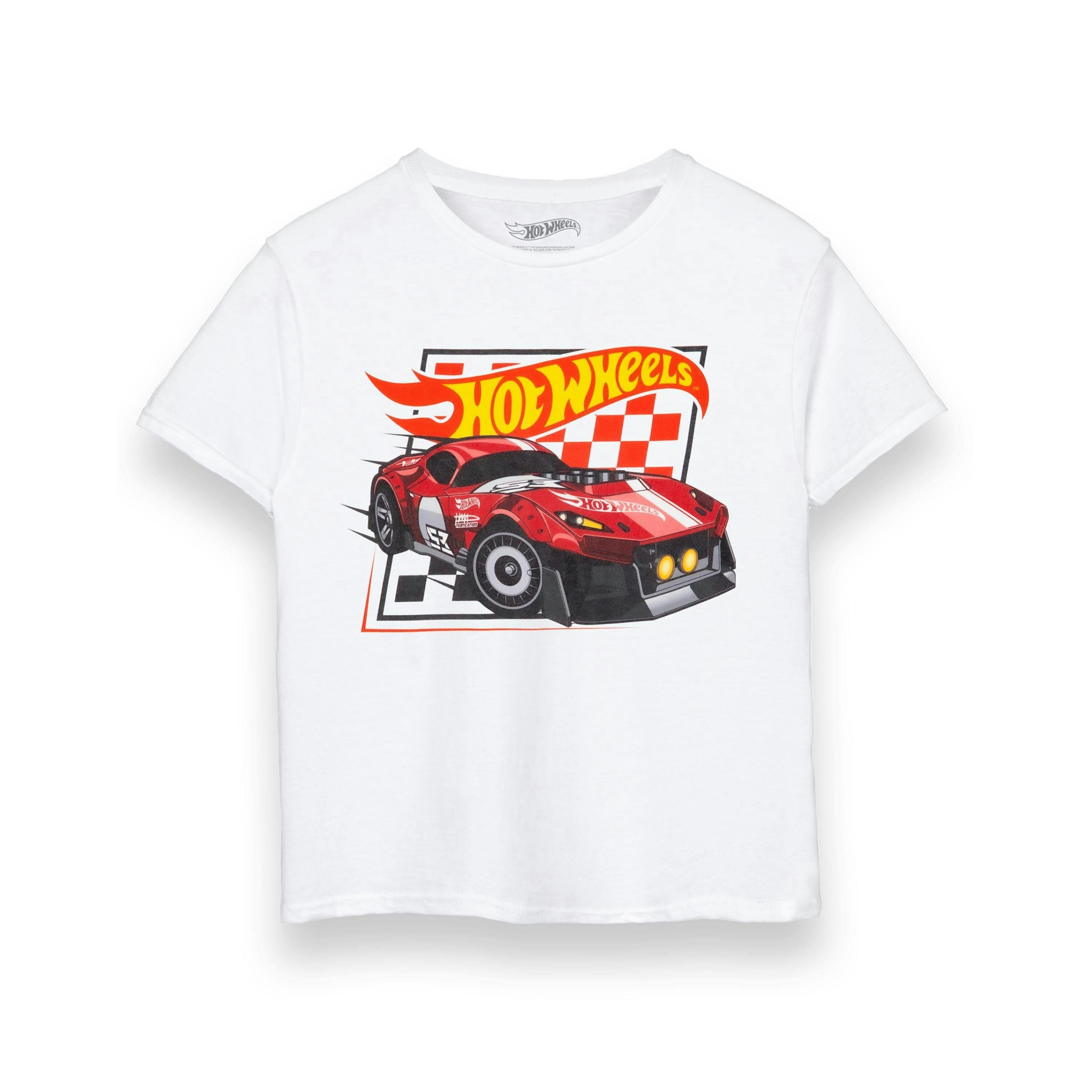Hot Wheels Boys White Checkerboard Short Sleeved T-Shirt by Vanilla Underground , view 1 of 6