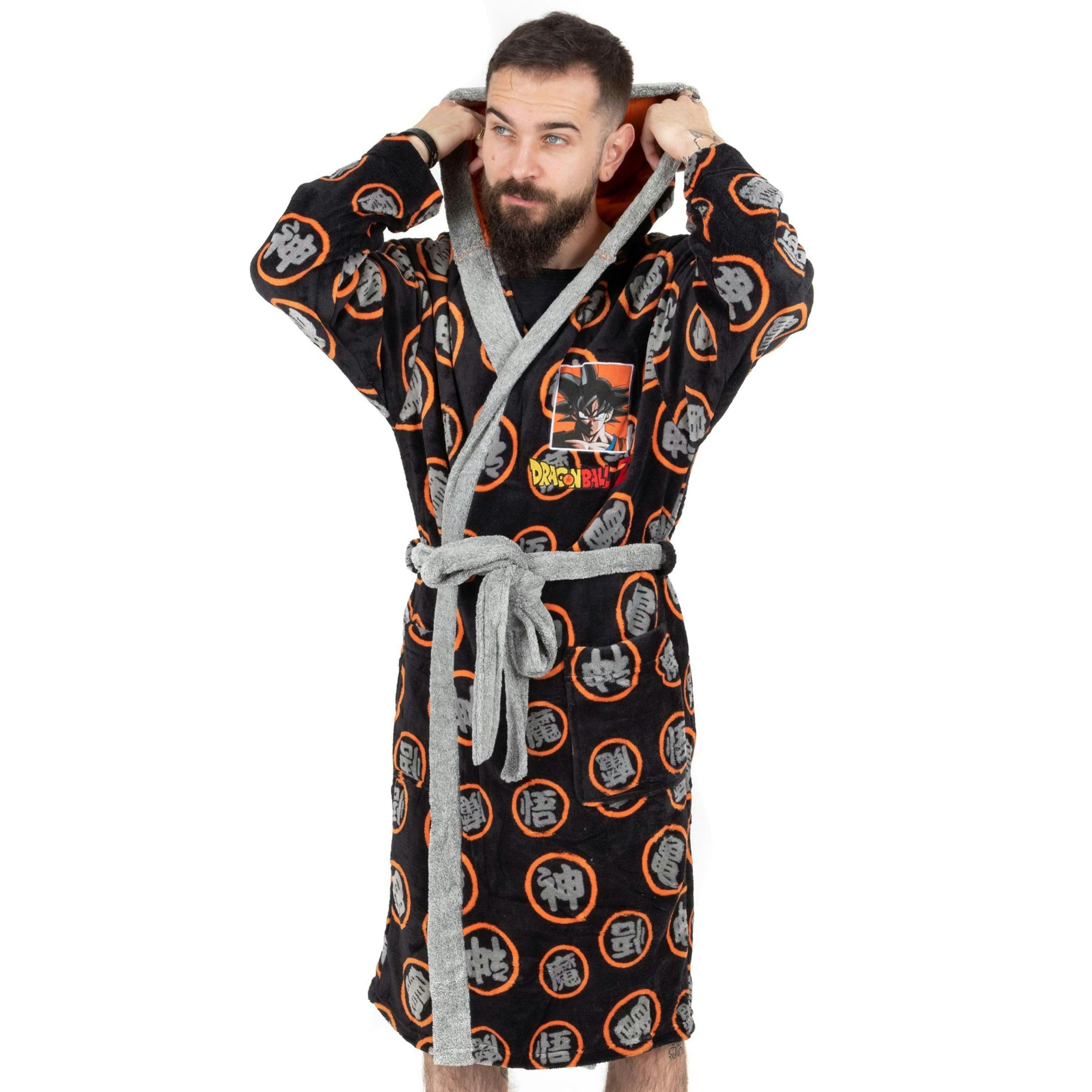 Dragon Ball Z Goku Family Symbol MensBlack Bathrobe by Vanilla Underground , view 1 of 5