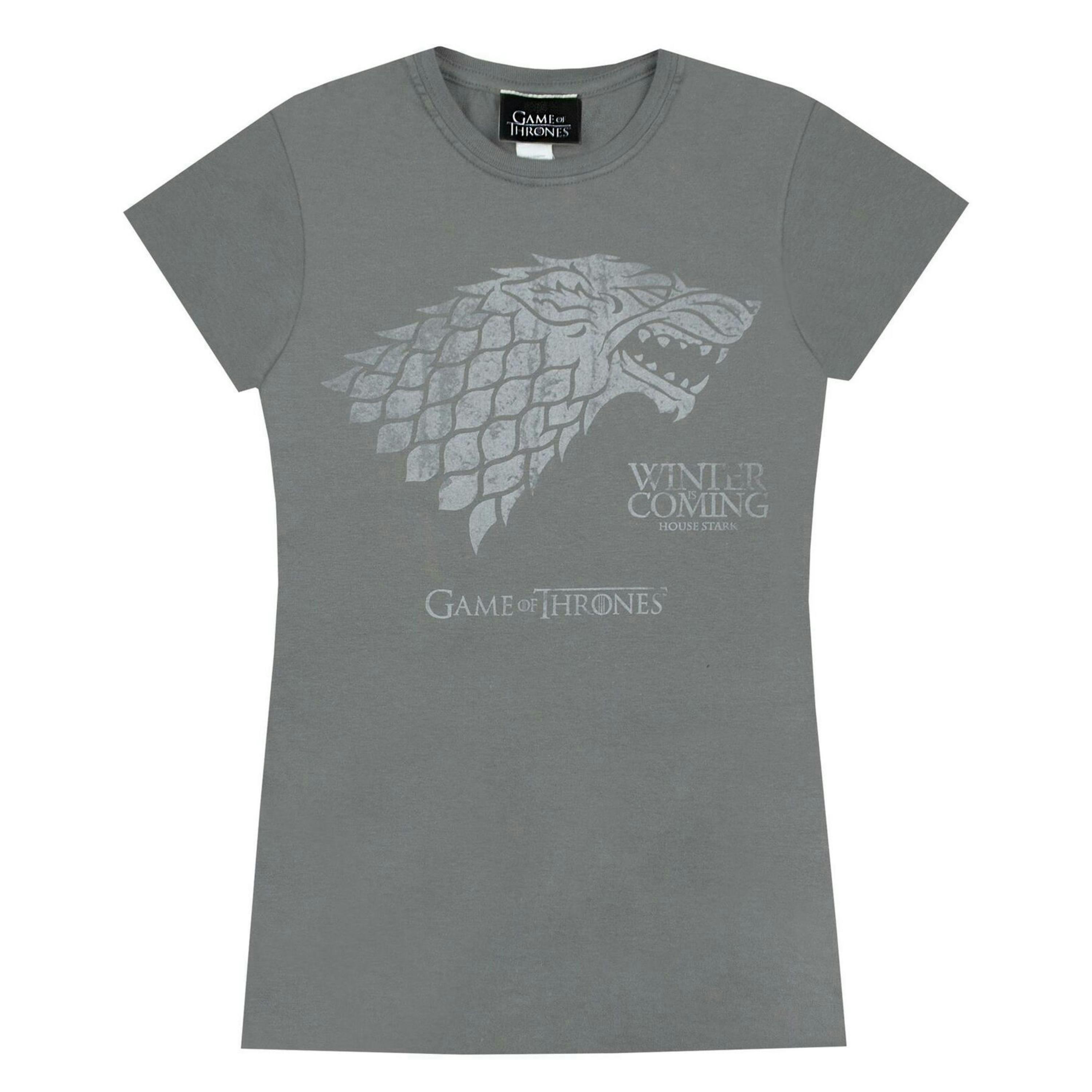 Game of Thrones Womens Grey Stark Direwolf Short Sleeved T-Shirt by Vanilla Underground , view 1 of 4
