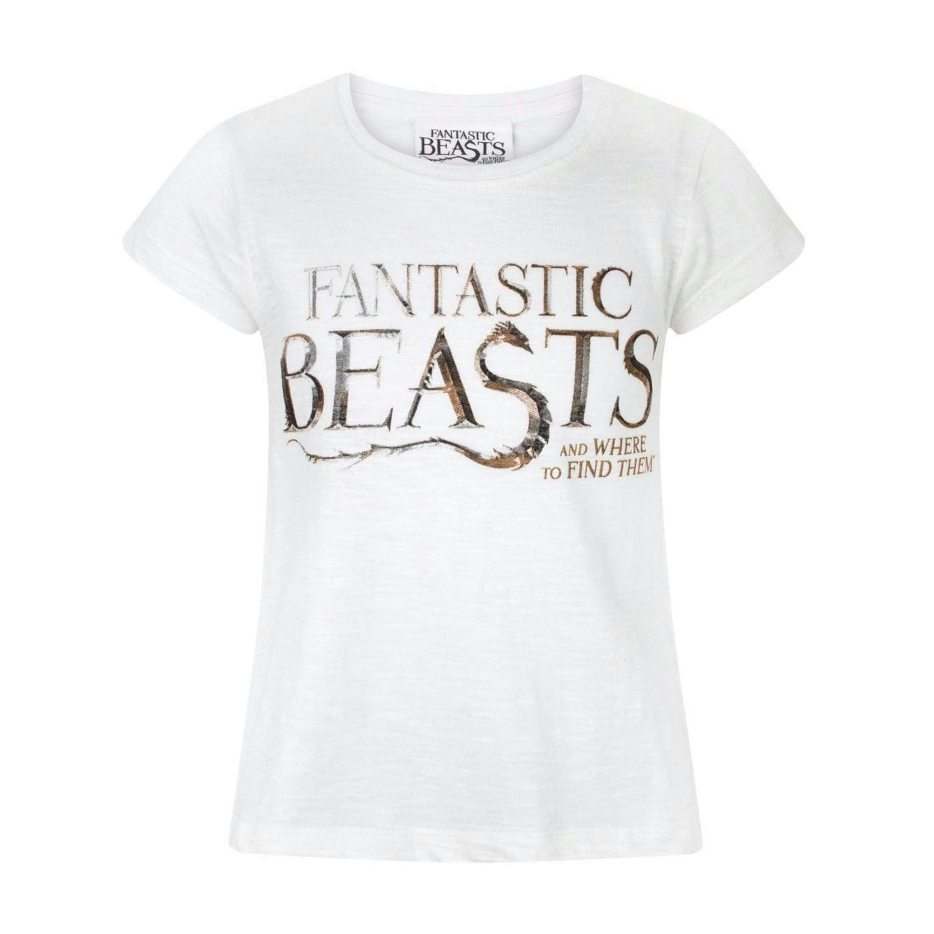 Fantastic Beasts And Where To Find Them Girls White Short Sleeved T-Shirt by Vanilla Underground , view 1 of 3