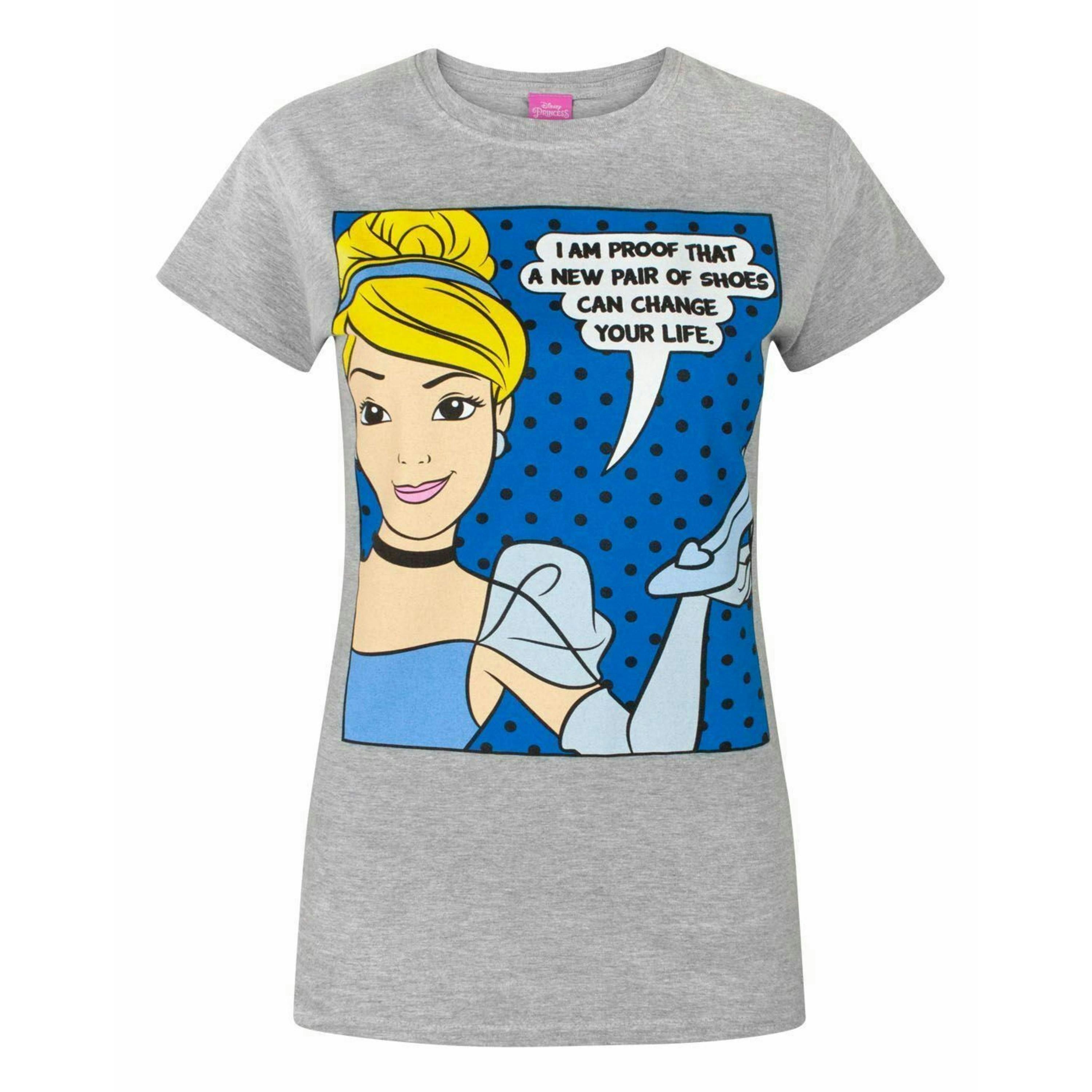 Disney Womens Grey Cinderella Short Sleeved T-Shirt by Vanilla Underground , view 1 of 4