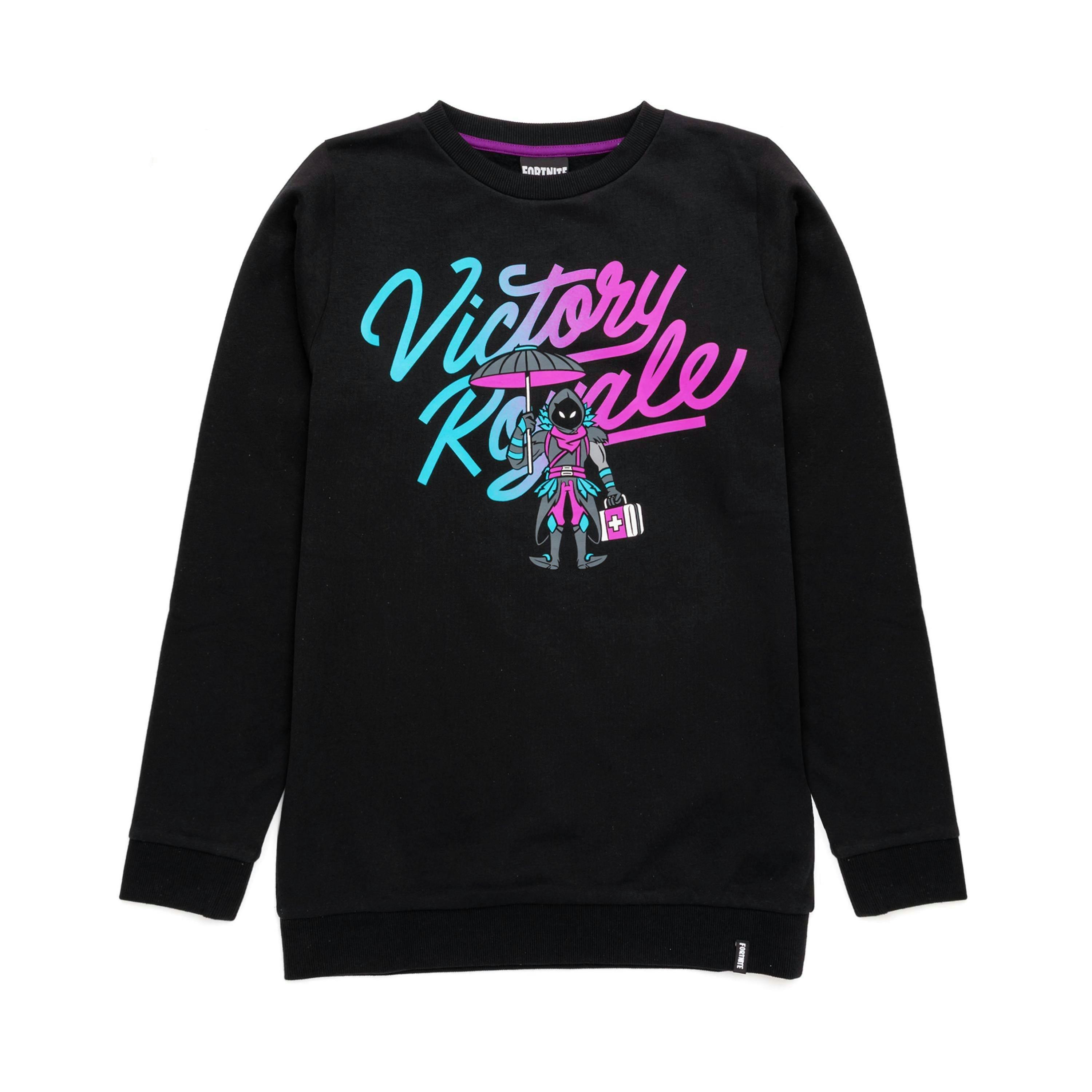Fortnite Boys Black Victory Royale Text Graphic Sweatshirt by Vanilla Underground , view 1 of 5
