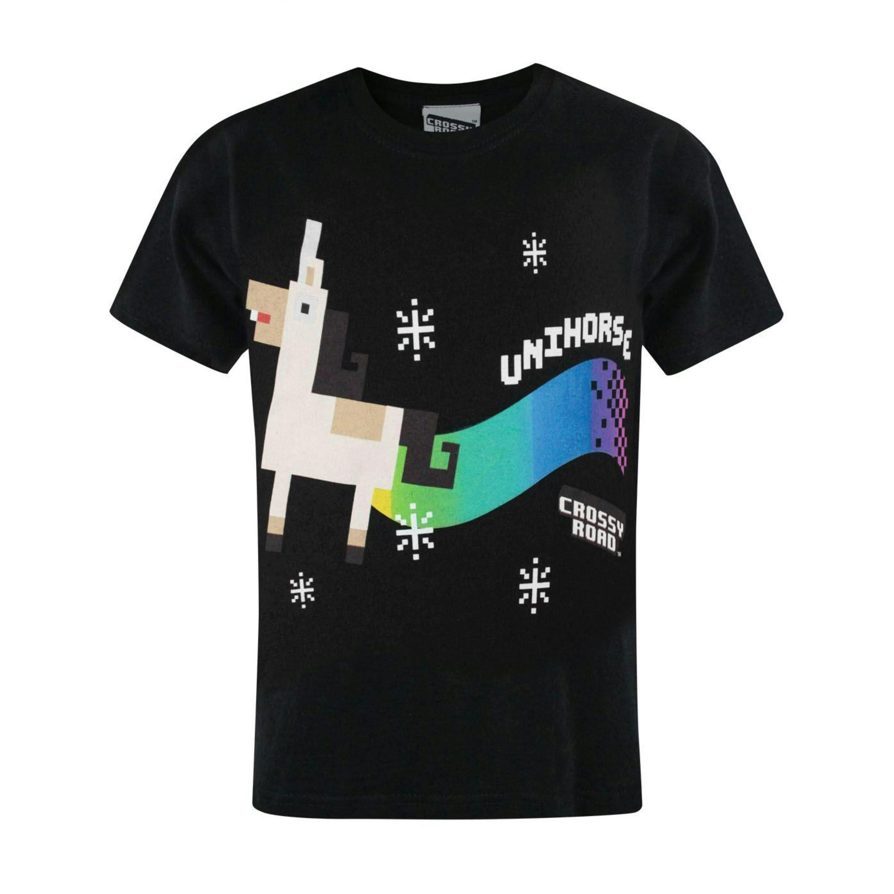Crossy Road Boys Black Unihorse Short Sleeved T-Shirt by Vanilla Underground , view 1 of 2