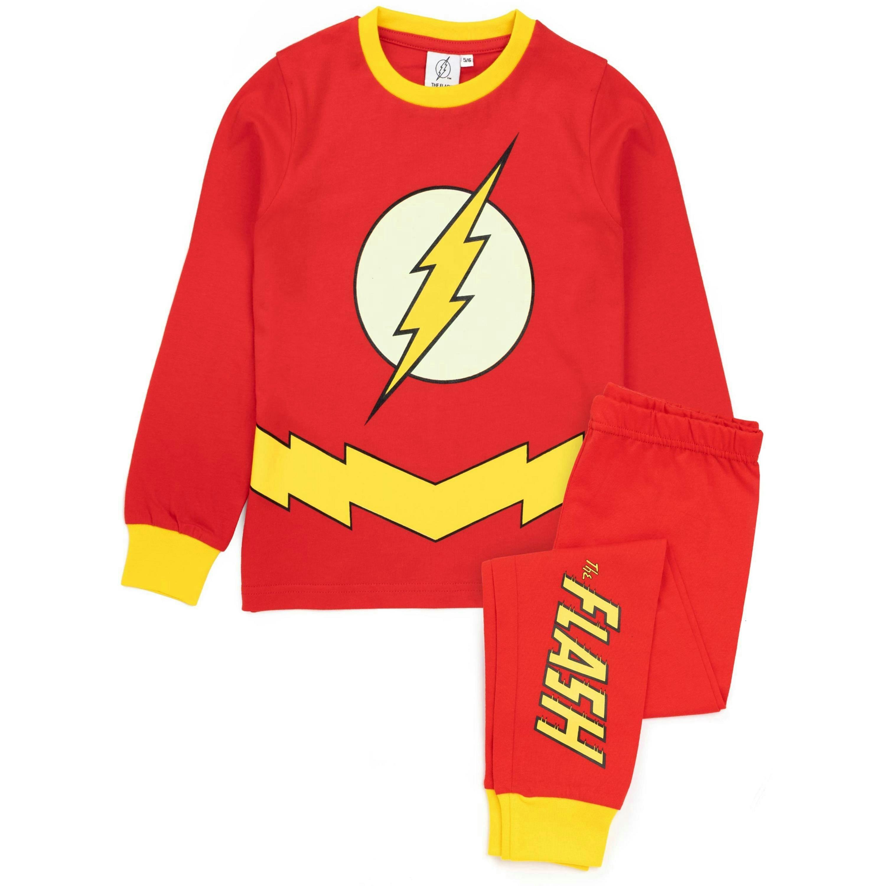 DC Comics Boys Red The Flash Long Sleeve Long Leg Pyjama Set by Vanilla Underground , view 1 of 5