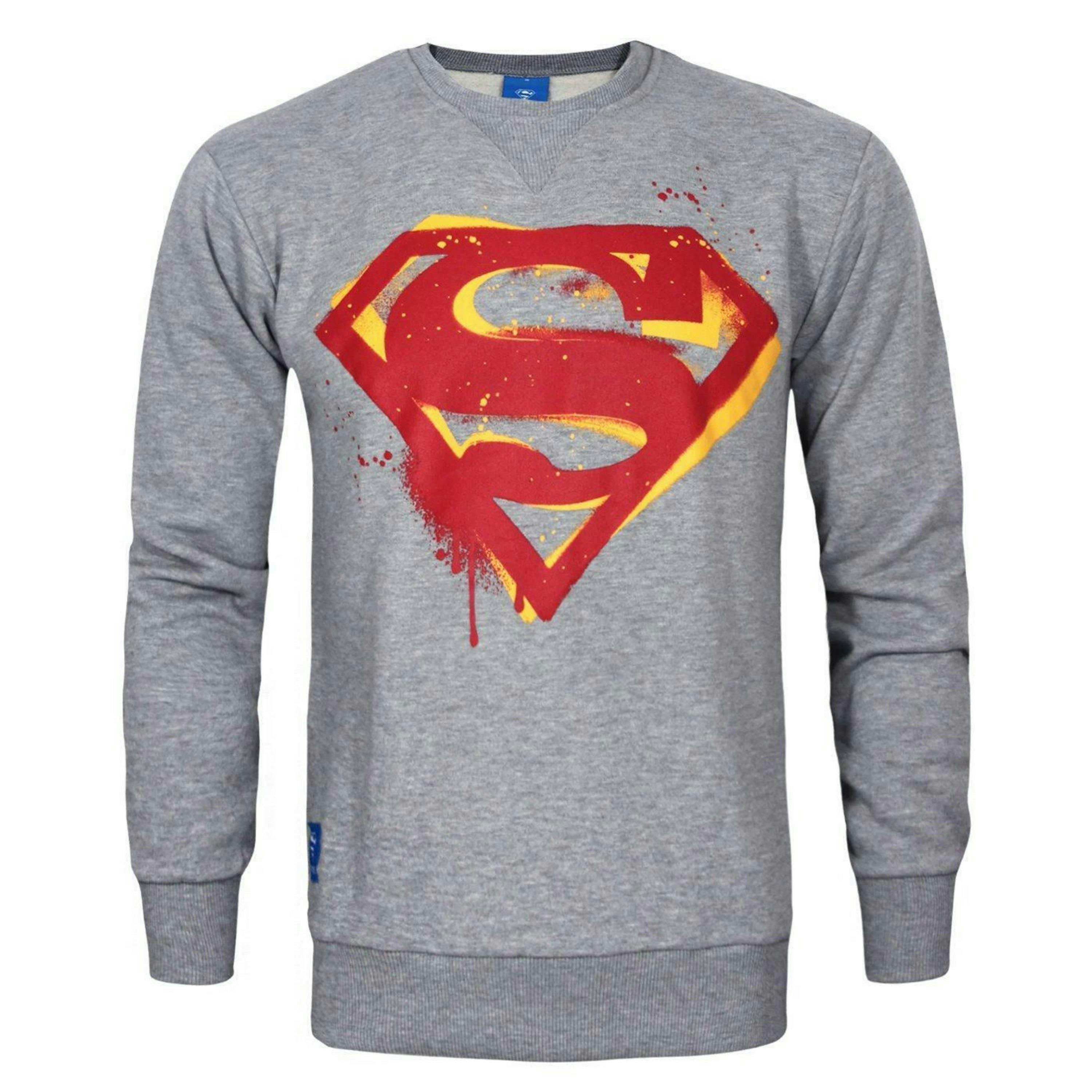 DC Comics Mens Grey Superman Stencil Logo Sweatshirt by Vanilla Underground , view 1 of 4