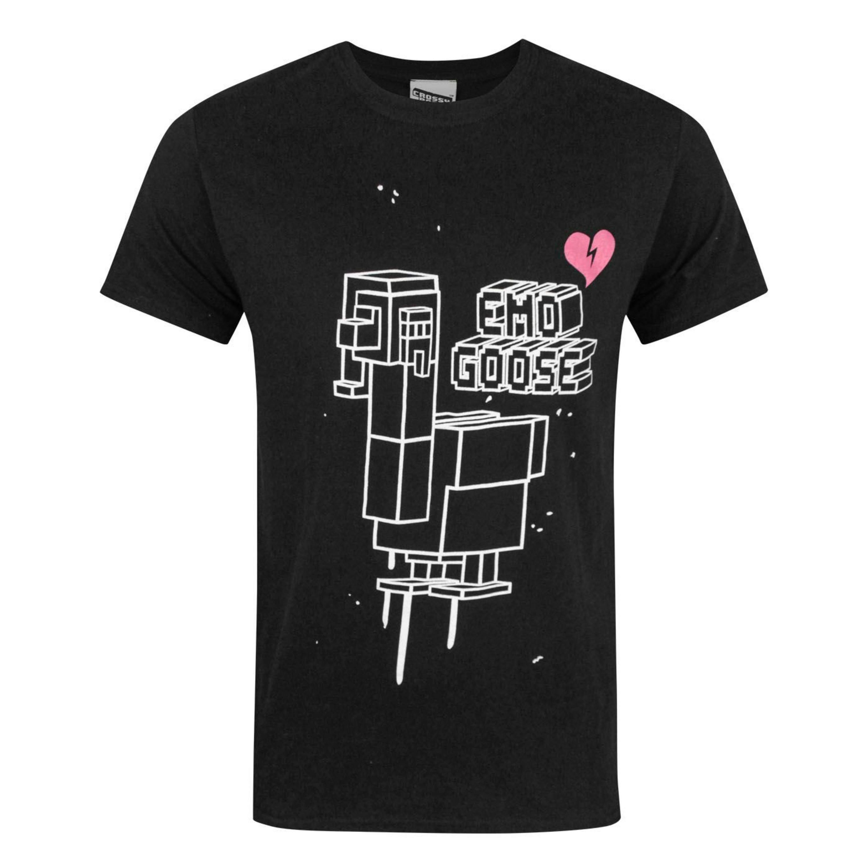 Crossy Road Mens Black Emo Goose Short Sleeved T-Shirt by Vanilla Underground , view 1 of 4