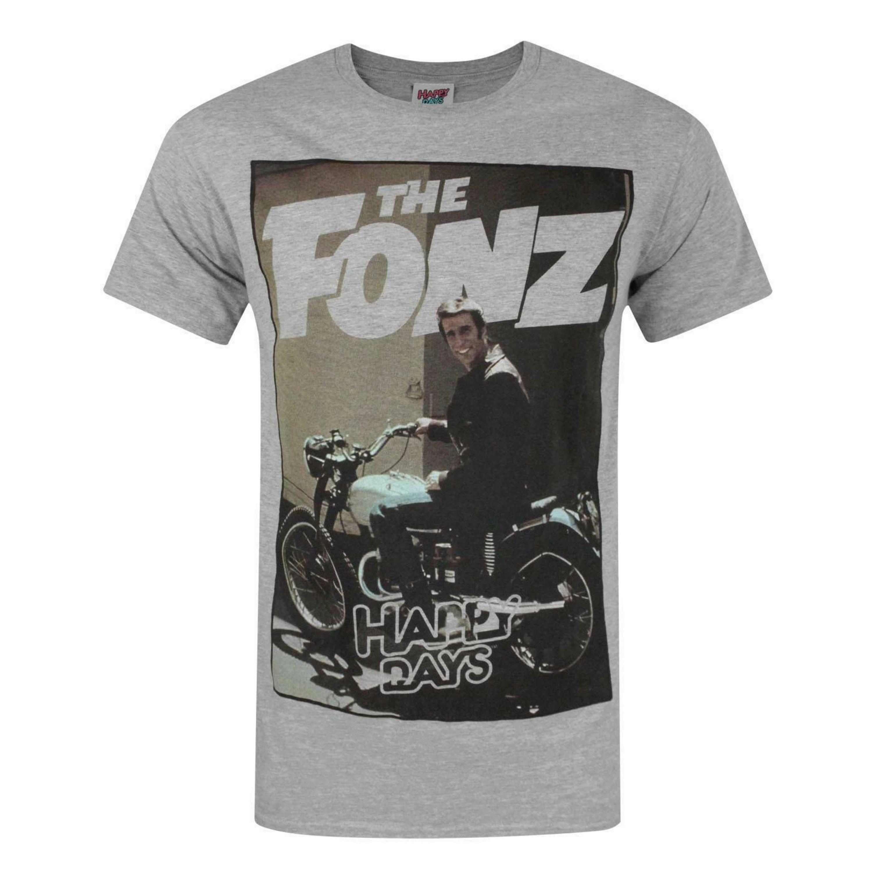 Happy Days Mens Grey The Fonz Short Sleeved T-Shirt by Vanilla Underground , view 1 of 4