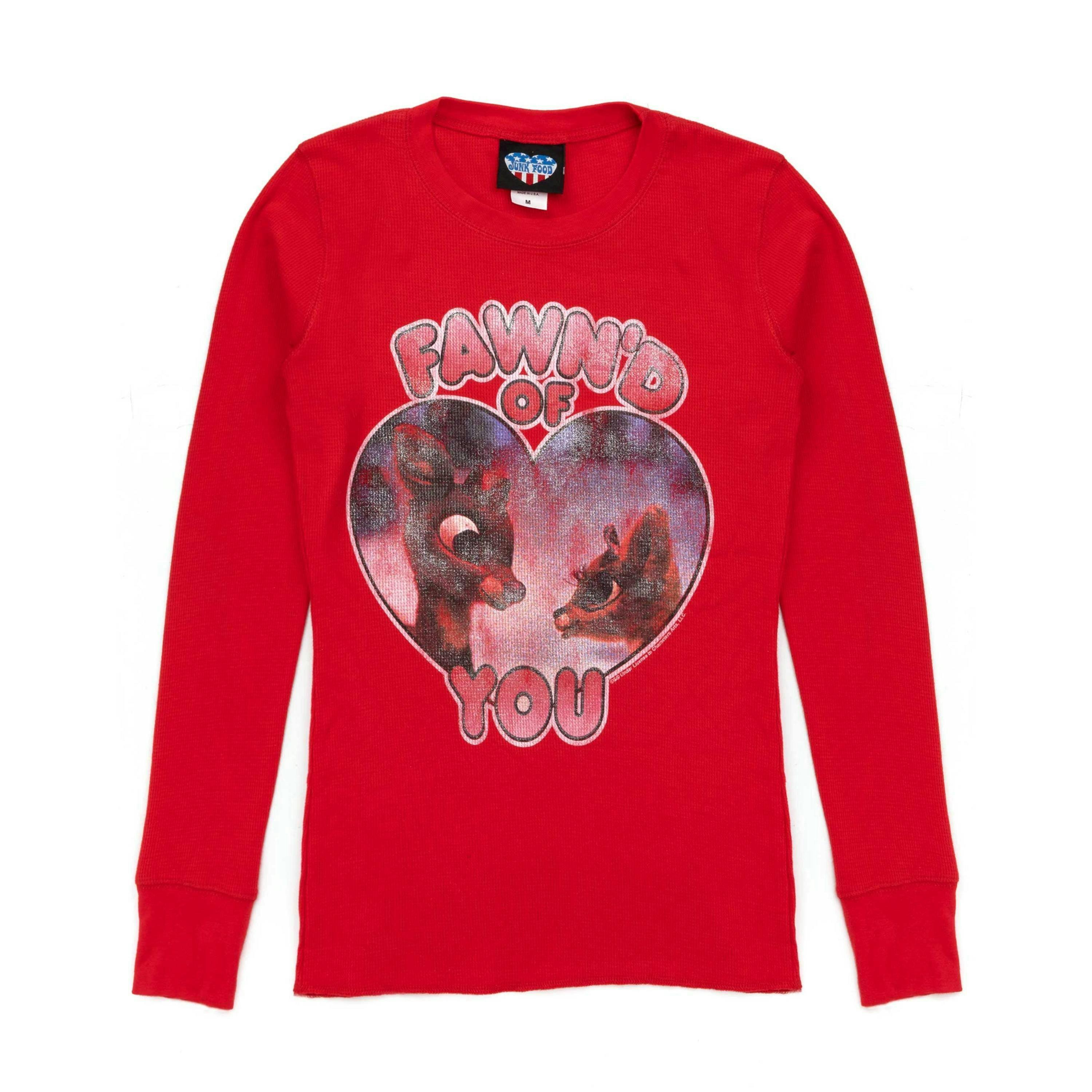 Junk Food Clothing Womens Red Long Sleeved T-Shirt by Vanilla Underground , view 1 of 3