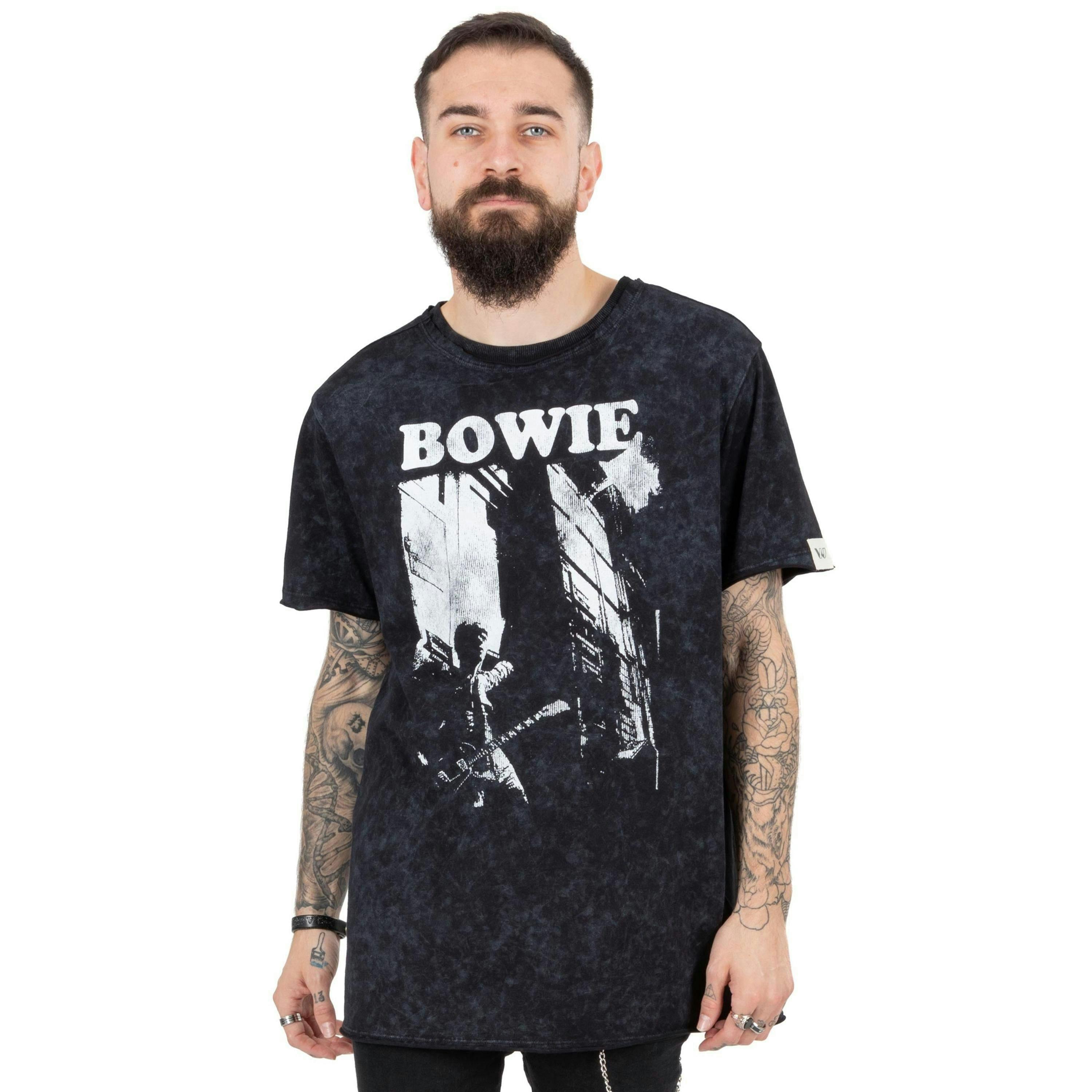 David Bowie Mens Black Bowie Short Sleeved T-Shirt by Vanilla Underground , view 1 of 5