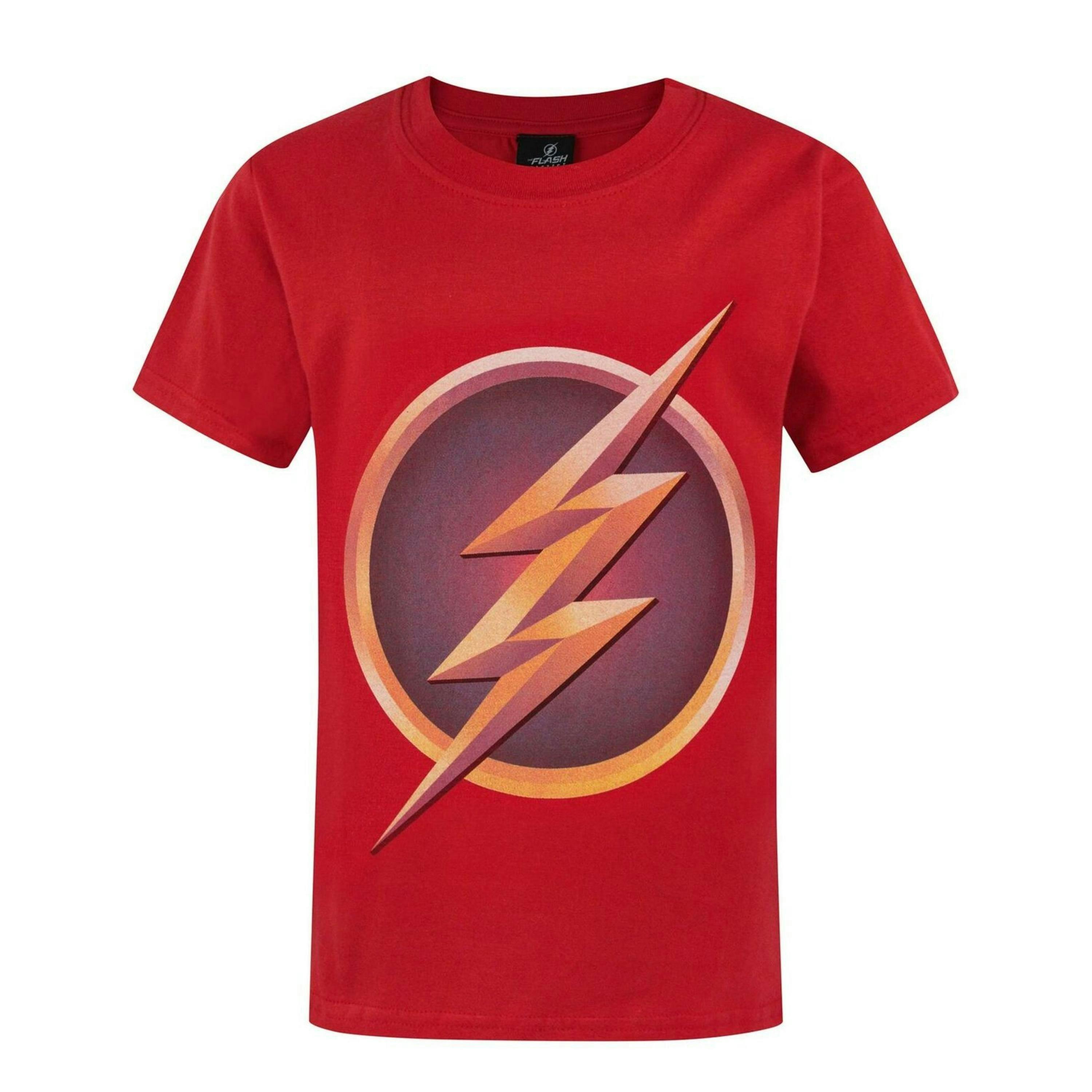 DC Comics Boys Red Batman Distressed Logo Short Sleeved T-Shirt by Vanilla Underground , view 1 of 4