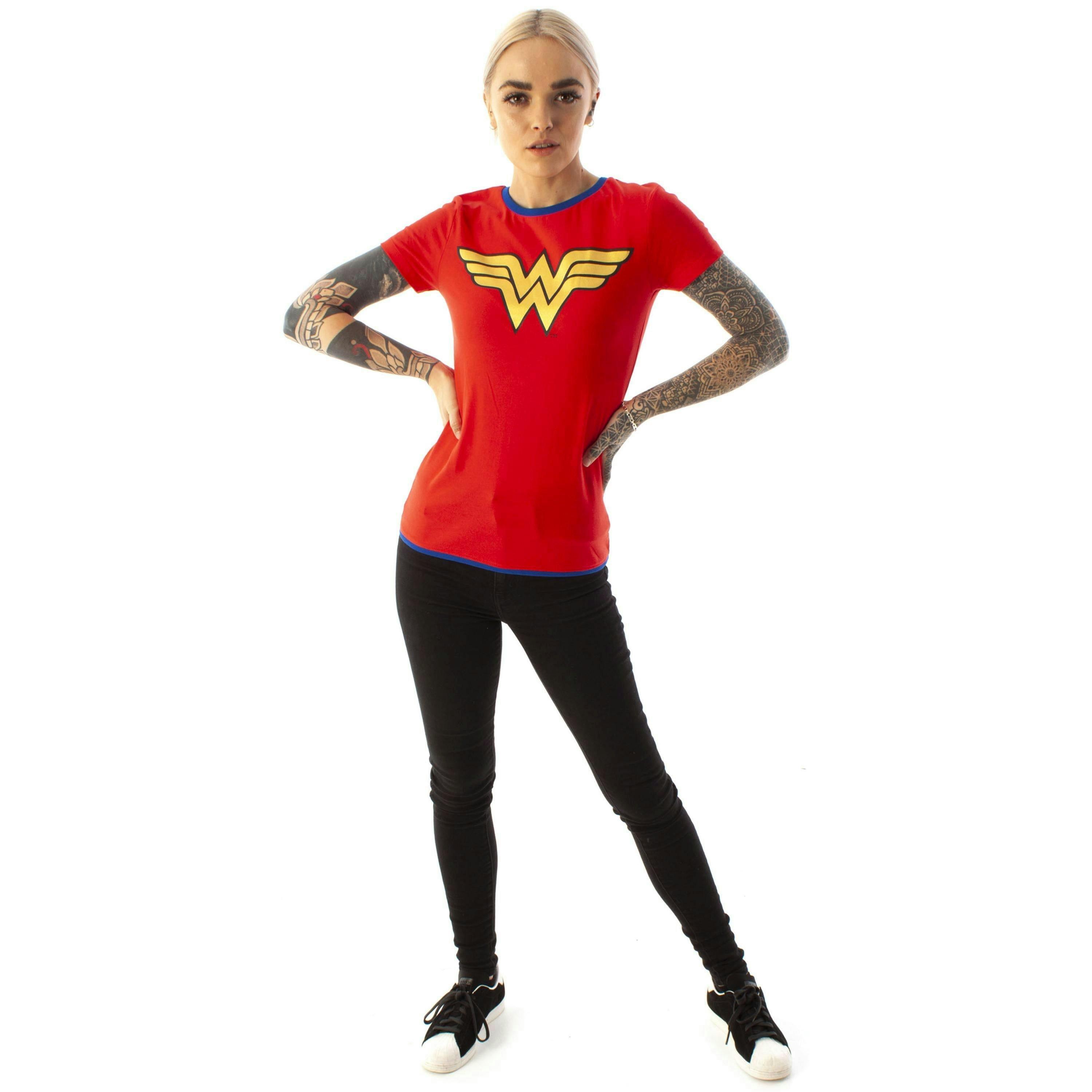 DC Comics Womens Red Logo Short Sleeved T-Shirt by Vanilla Underground , view 1 of 5