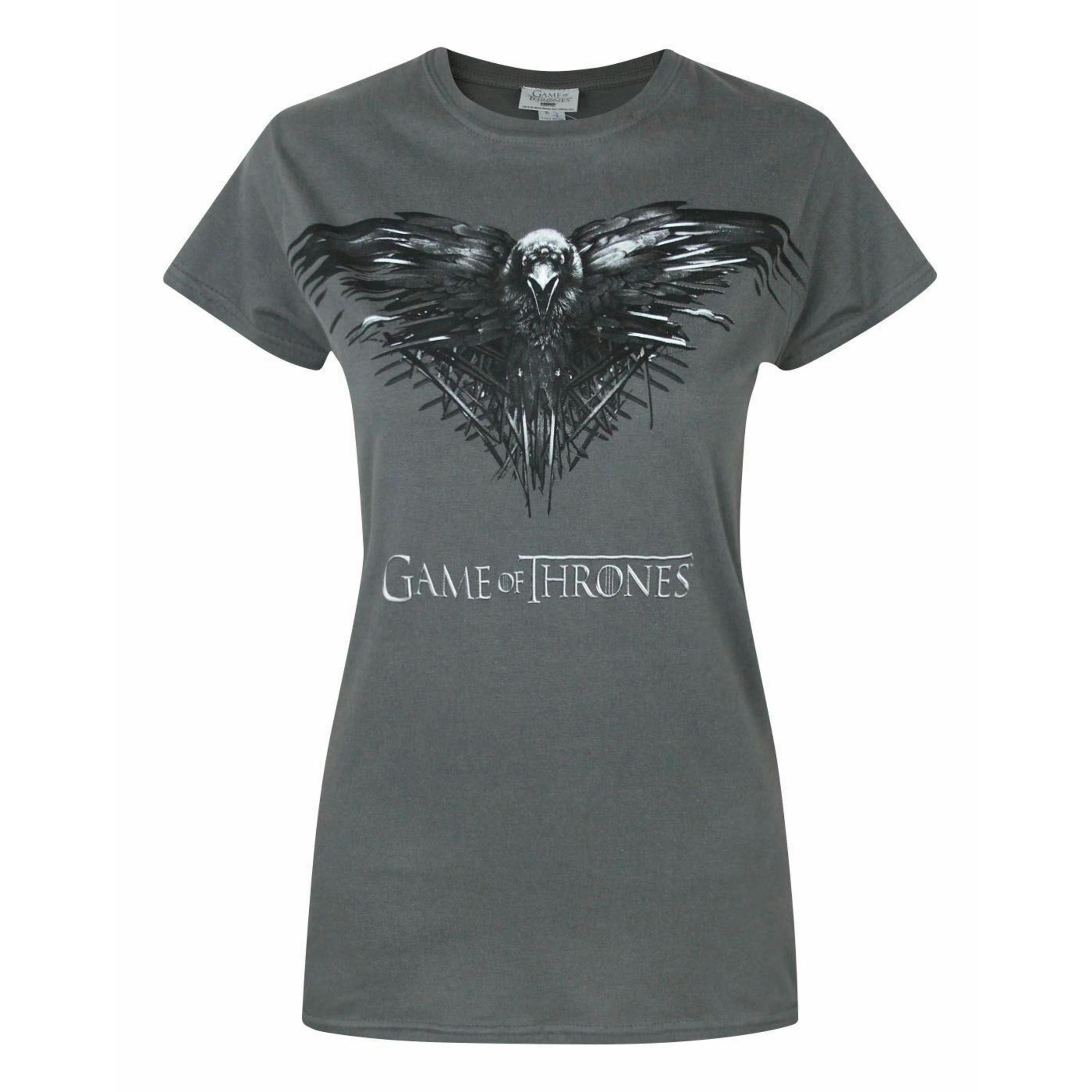 Game of Thrones Womens Grey Three Eyed Raven Short Sleeved T-Shirt by Vanilla Underground , view 1 of 1