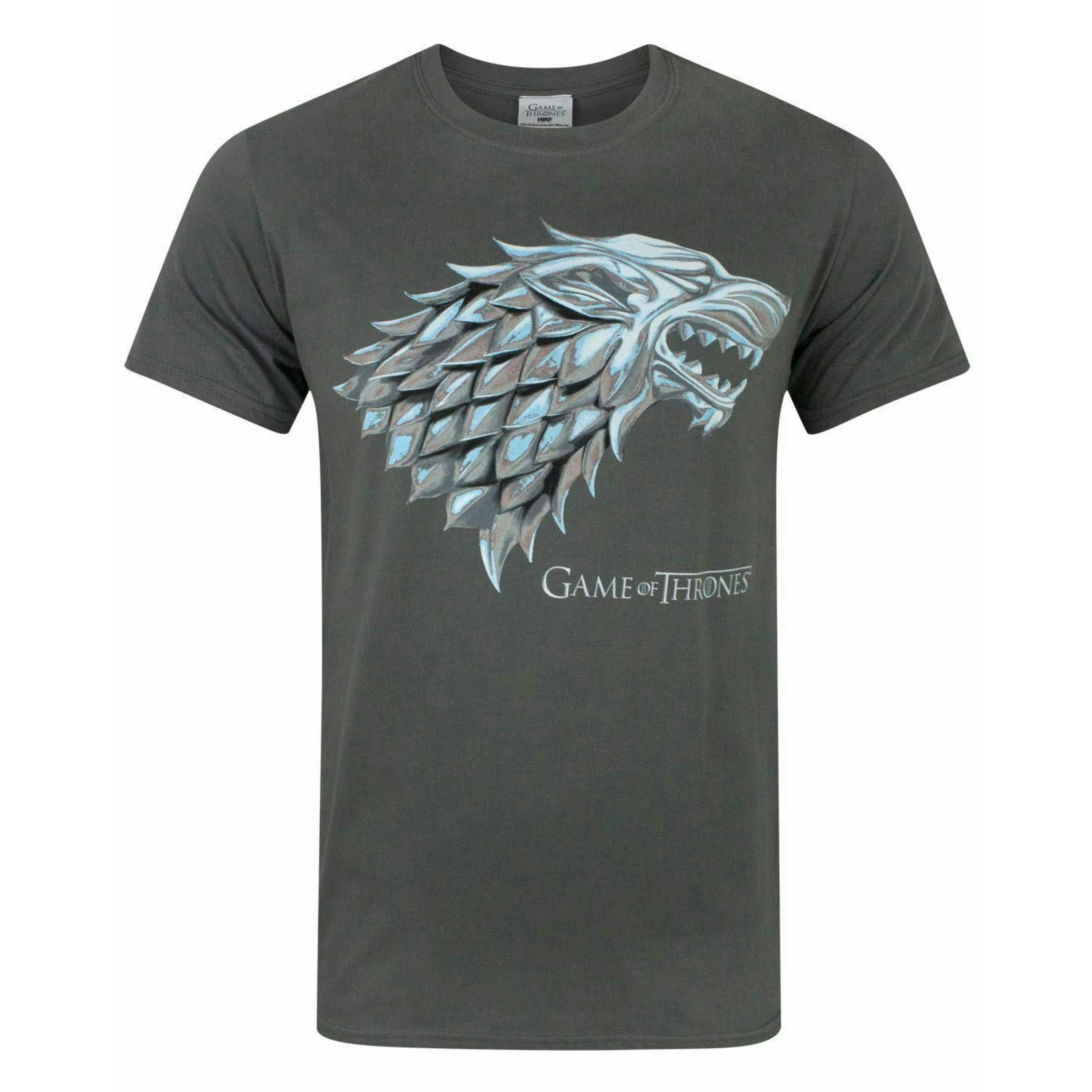 Game of Thrones Mens Grey Stark Direwolf Short Sleeved T-Shirt by Vanilla Underground , view 1 of 4