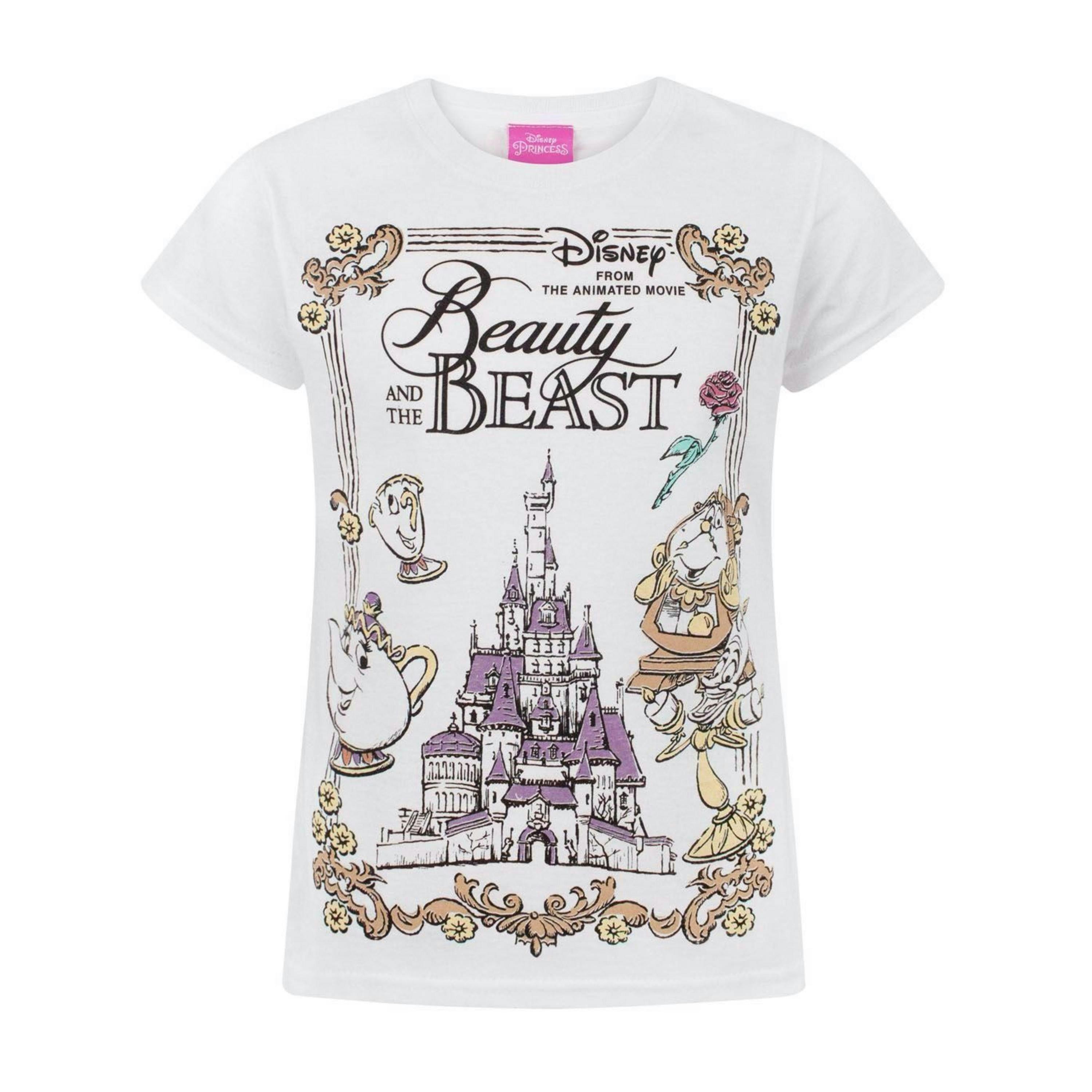 Disney Beauty And The Beast GirlsWhite Short Sleeved T-Shirt by Vanilla Underground , view 1 of 1