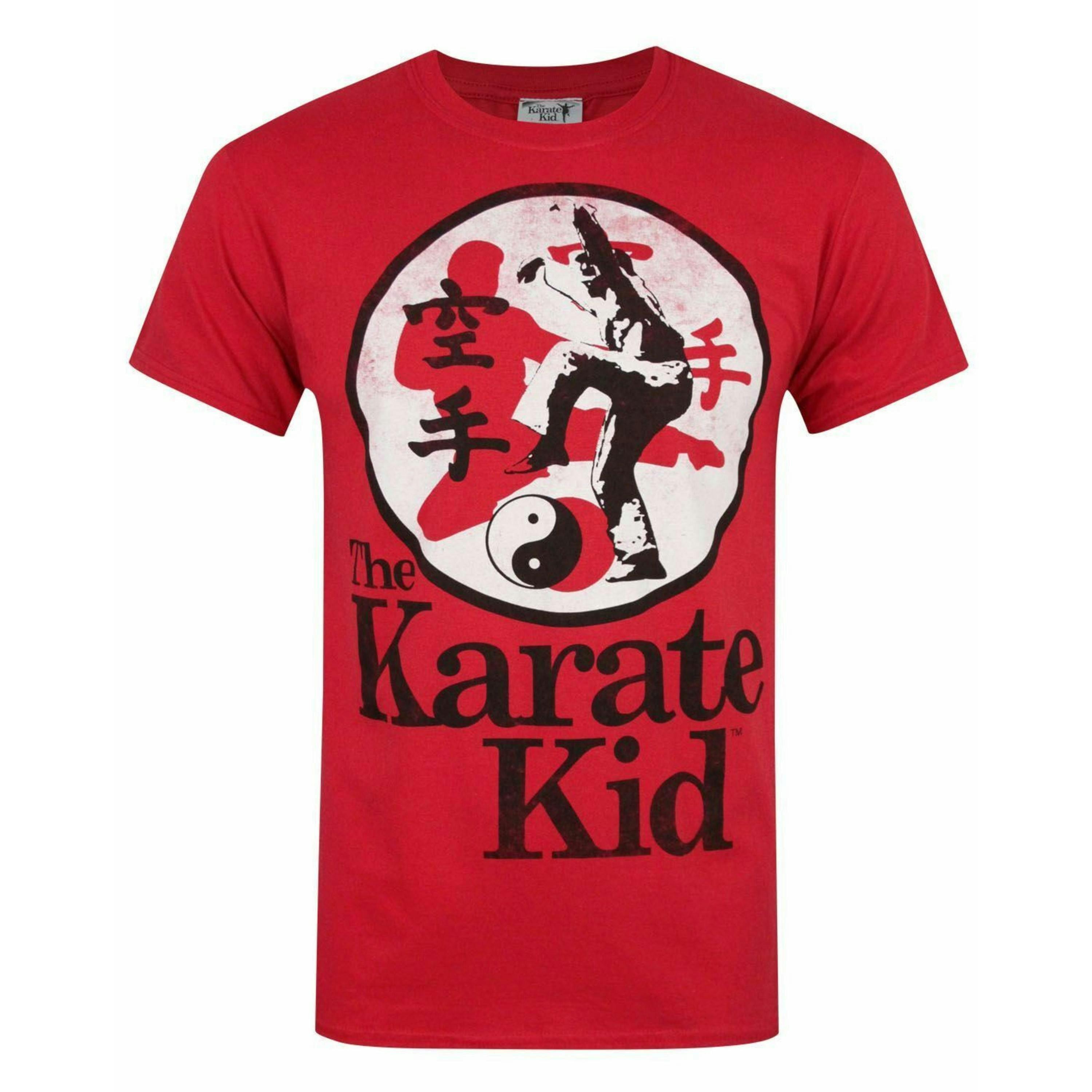 Karate Kid Mens Red Martial Arts Crane Kick Print Short Sleeved T-Shirt by Vanilla Underground , view 1 of 1