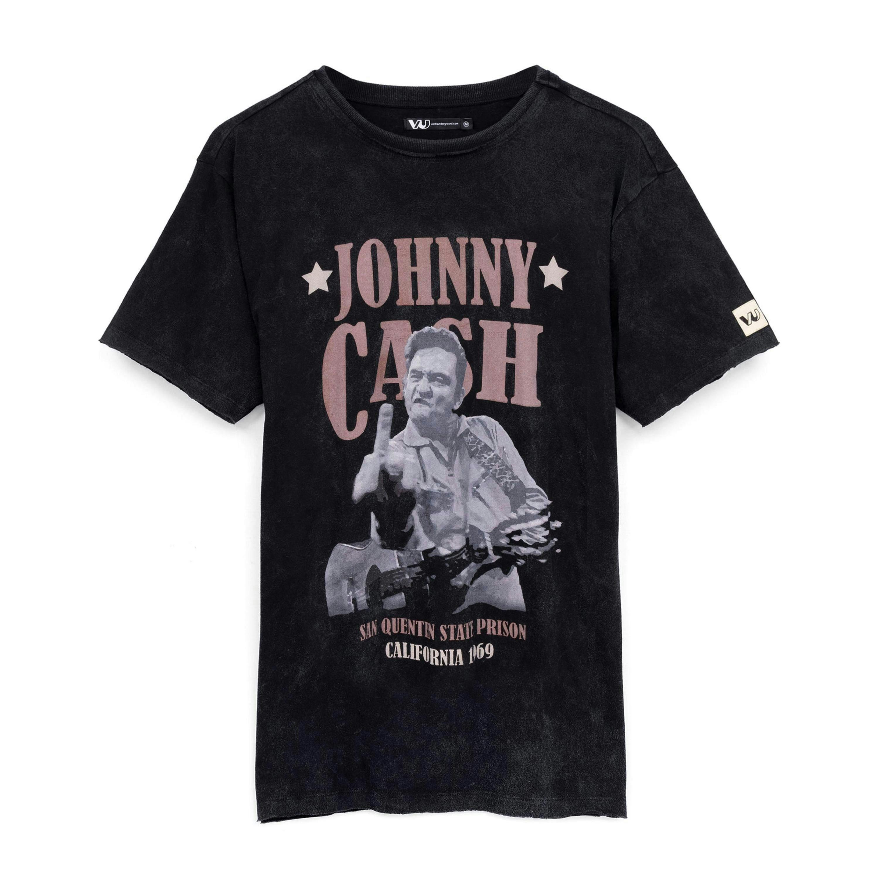 Johnny Cash Mens Black Character Short Sleeved T-Shirt by Vanilla Underground , view 1 of 5