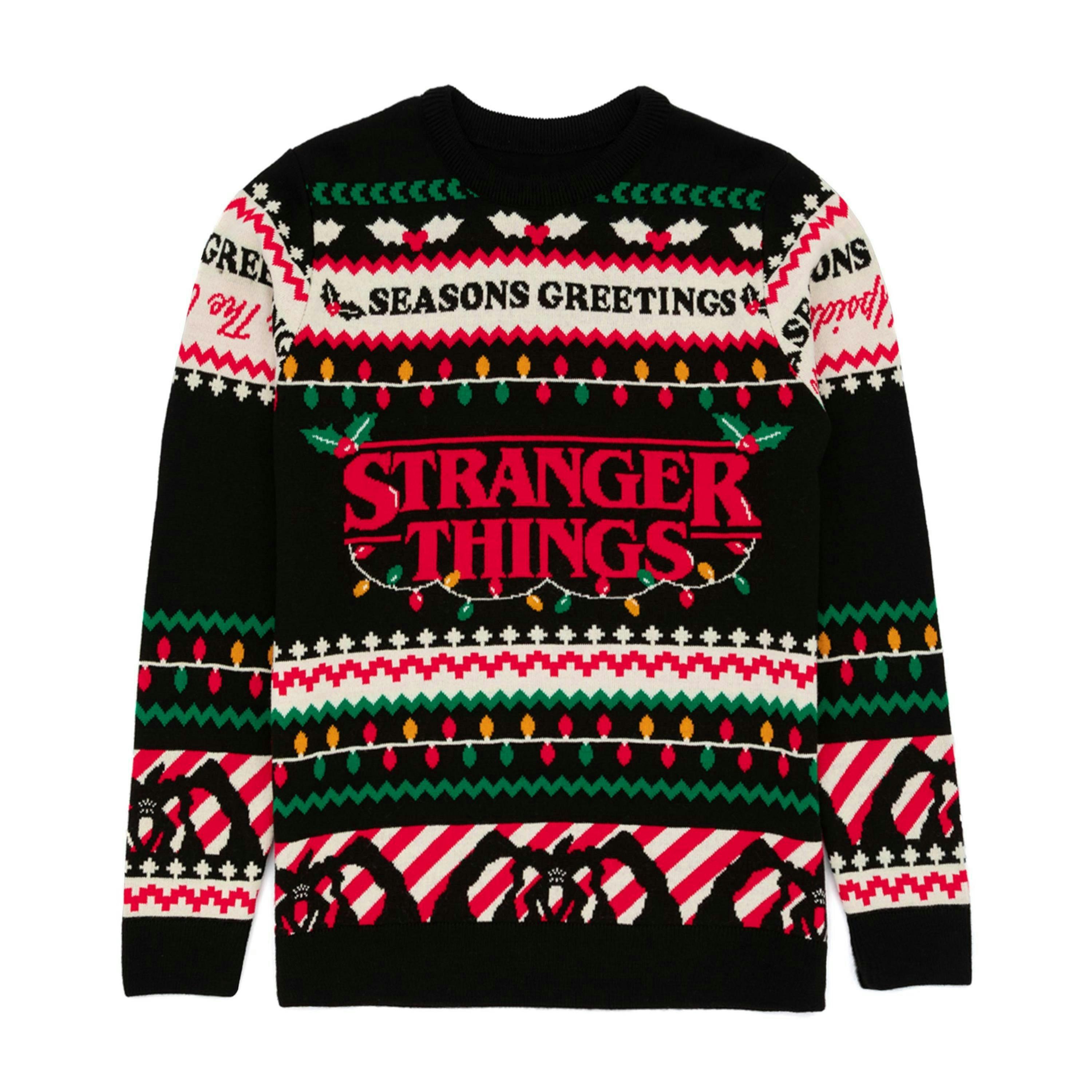 Stranger Things Unisex Black Logo Christmas Jumper by Vanilla Underground , view 1 of 6